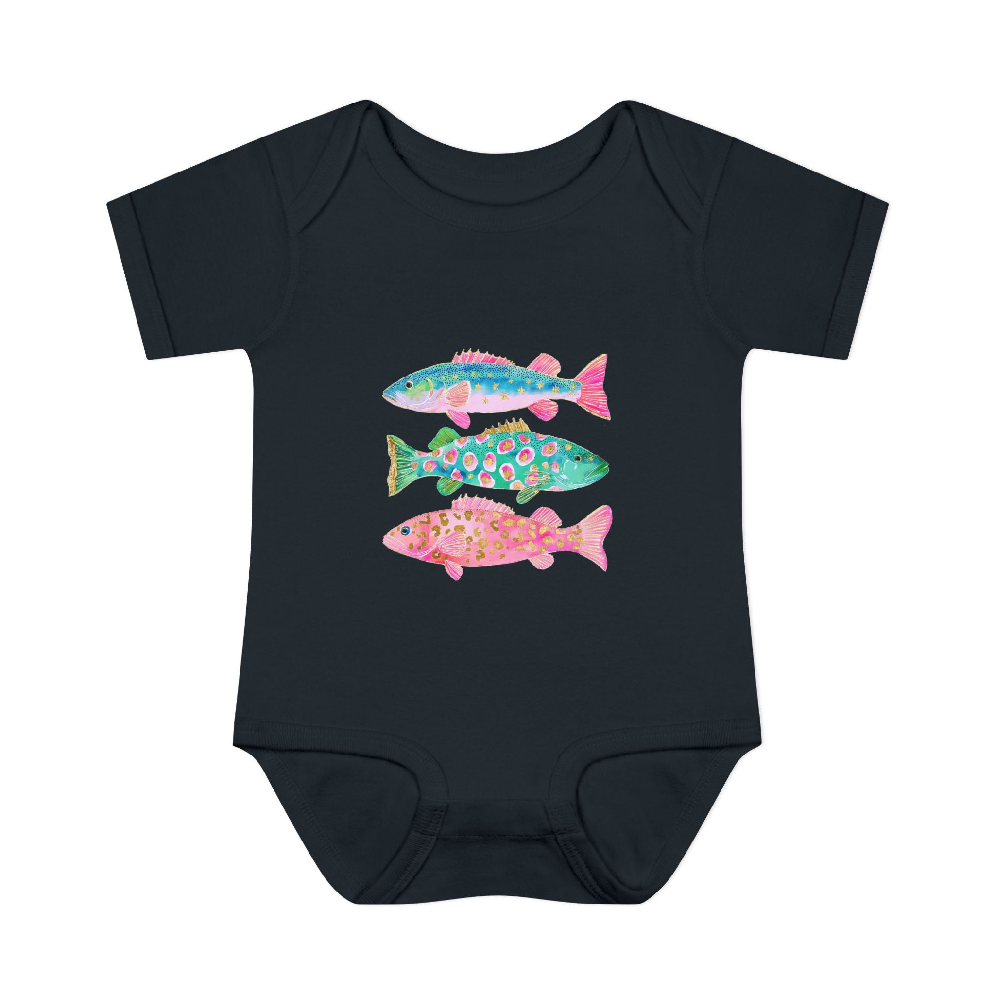 Baby Bodysuit — Colorful Watercolor Fish Onesie for Infants