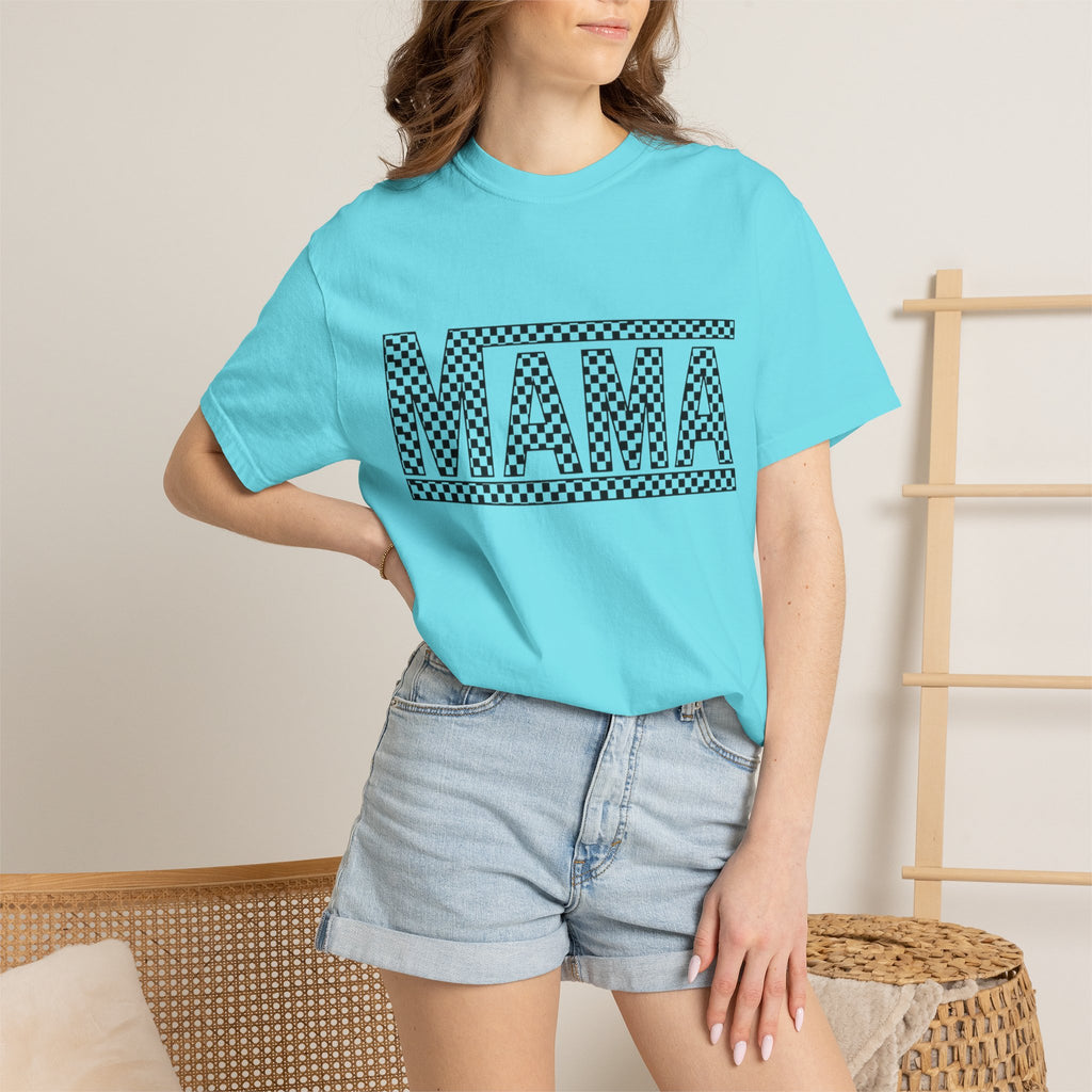 Checkered MAMA Logo T-shirt | Mama Typography Tee