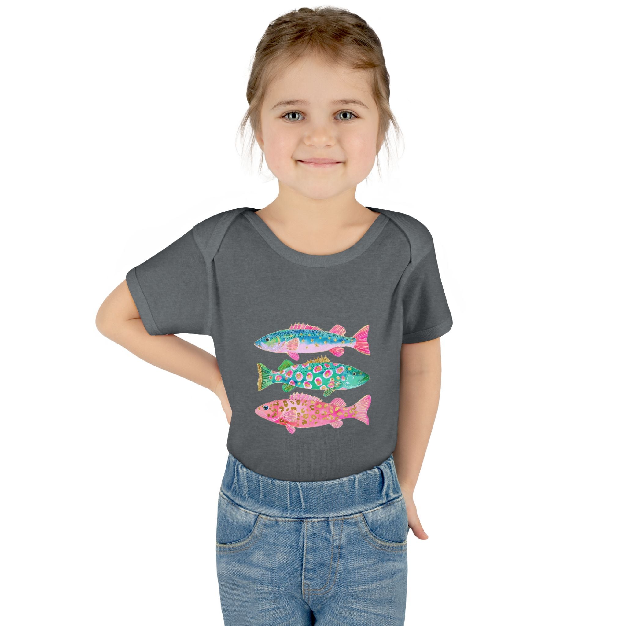 Baby Bodysuit — Colorful Watercolor Fish Onesie for Infants