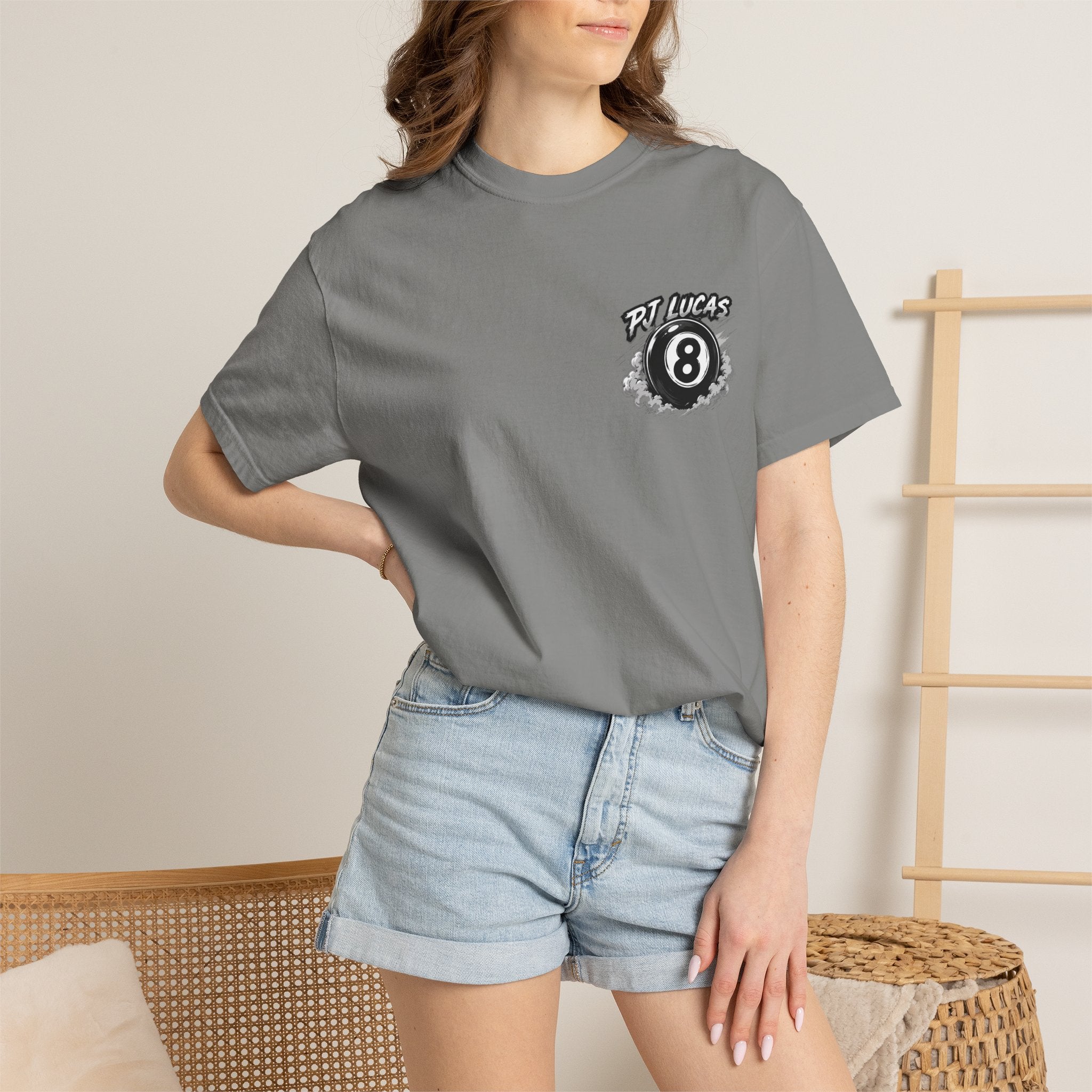 PJ Lucas Race Car T-Shirt — Vintage Black 8-Ball Dirt Track Tee