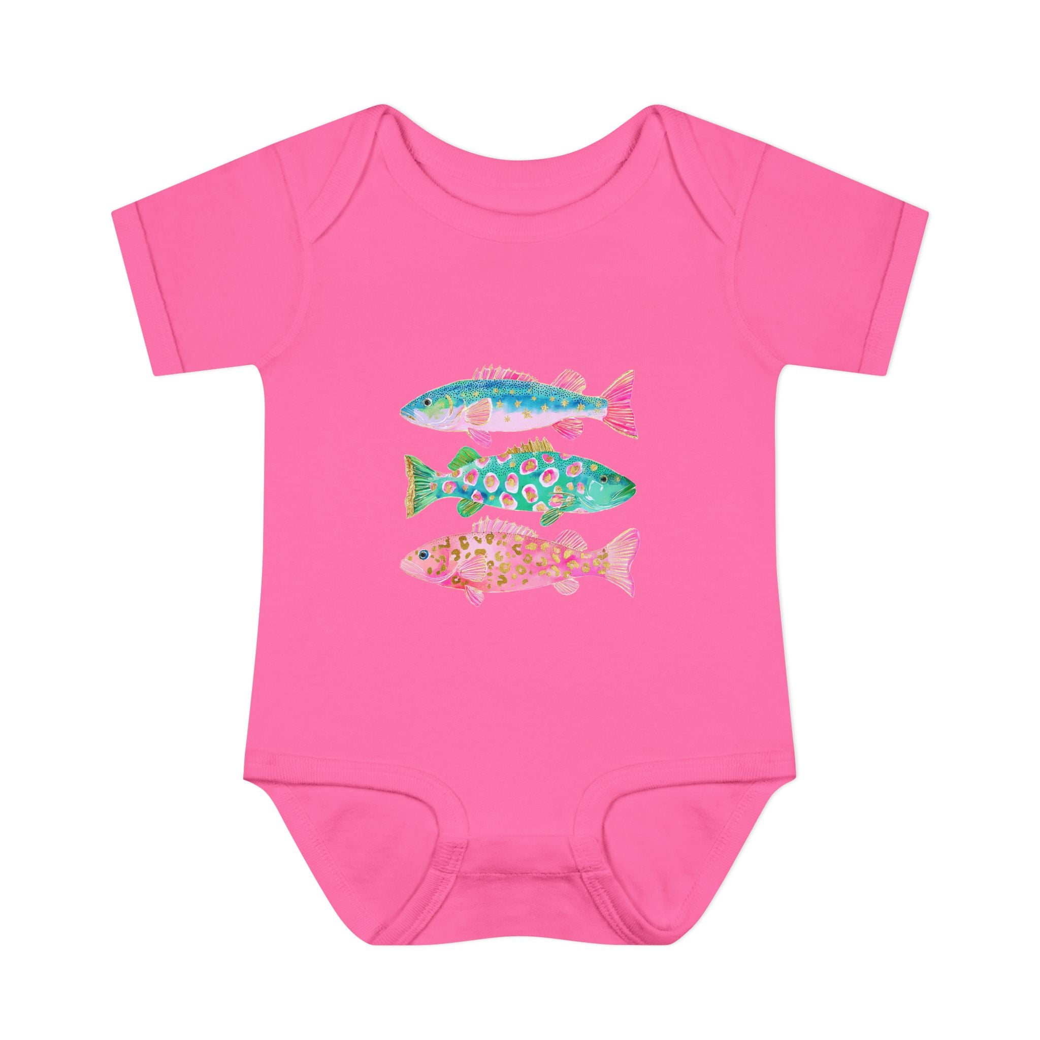 Baby Bodysuit — Colorful Watercolor Fish Onesie for Infants