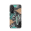 Teal Pop-Art Pattern Phone Case — Impact-Resistant iPhone Cover with Lightning & Leopard Graphics
