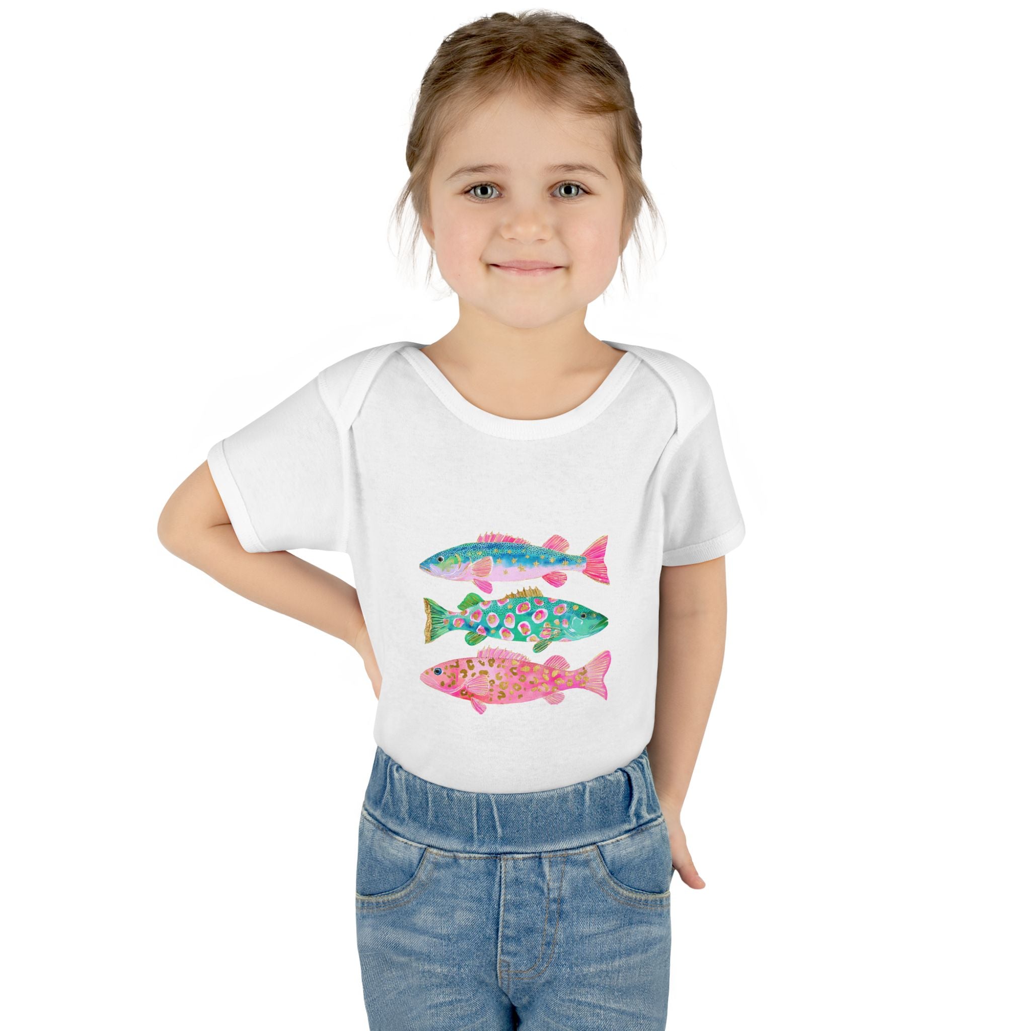 Baby Bodysuit — Colorful Watercolor Fish Onesie for Infants