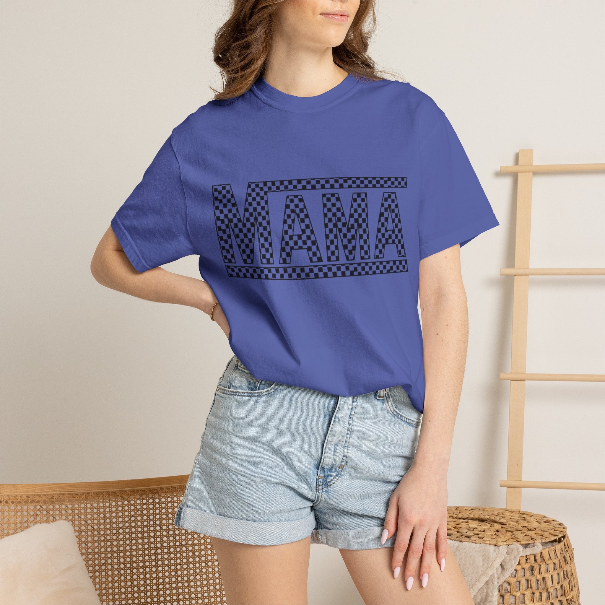 Checkered MAMA Logo T-shirt | Mama Typography Tee