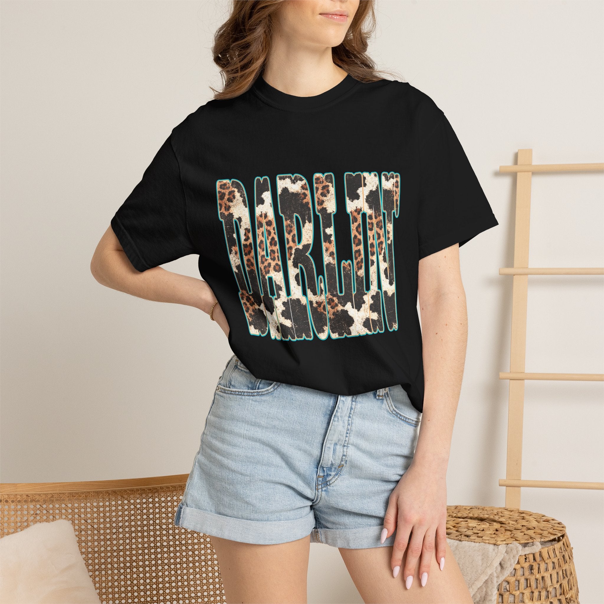 Darlin' Leopard Print T-Shirt — Women's Southern Cowgirl Graphic Tee