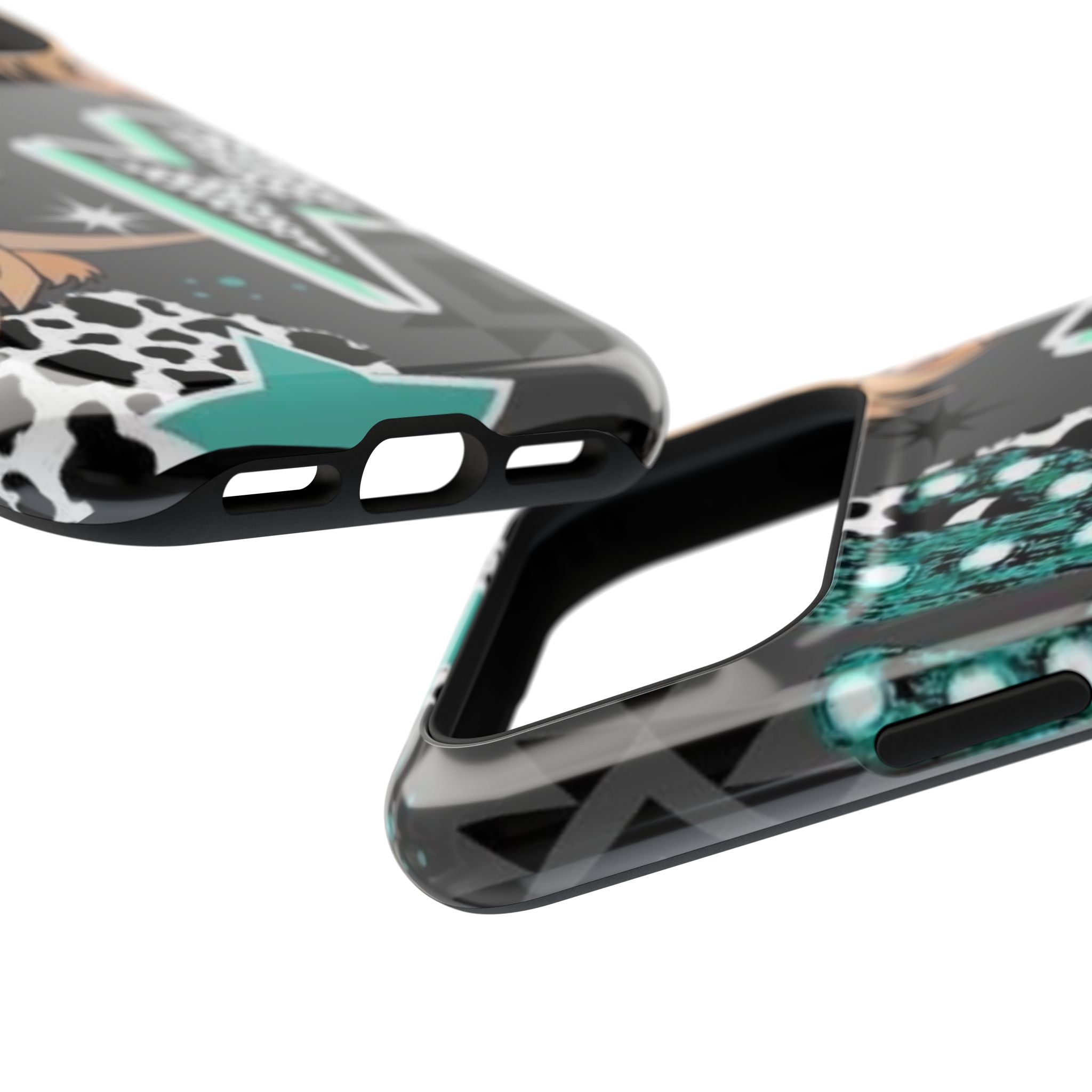Teal Pop-Art Pattern Phone Case — Impact-Resistant iPhone Cover with Lightning & Leopard Graphics