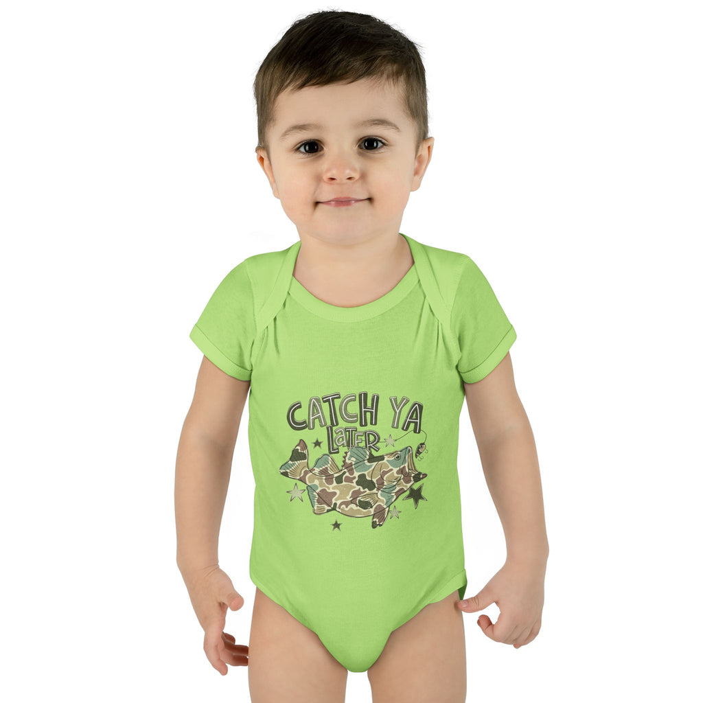 Infant Bodysuit - "Catch Ya Later" Camo Bat Graphic Baby Onesie