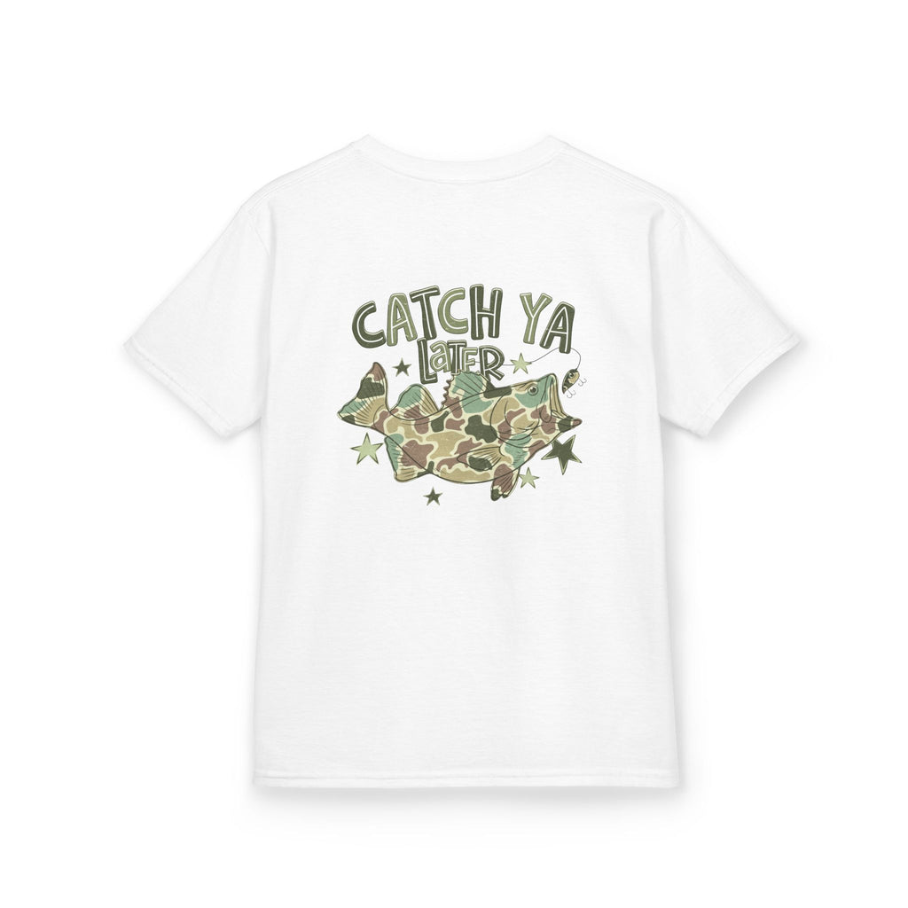 Kids Tee — "Catch Ya Later" Camo Shark Graphic