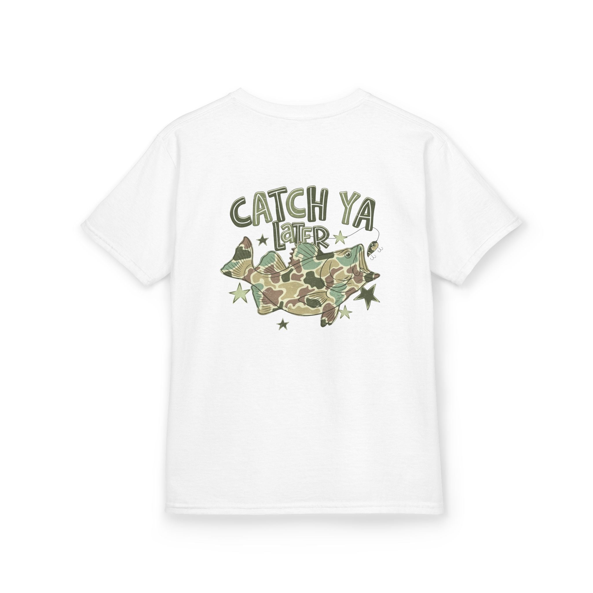 Kids Tee — "Catch Ya Later" Camo Shark Graphic