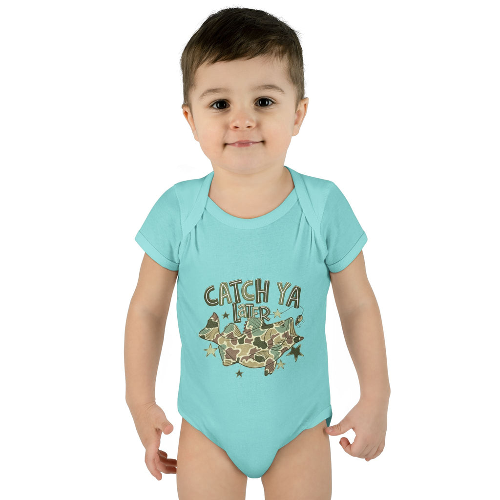 Infant Bodysuit - "Catch Ya Later" Camo Bat Graphic Baby Onesie
