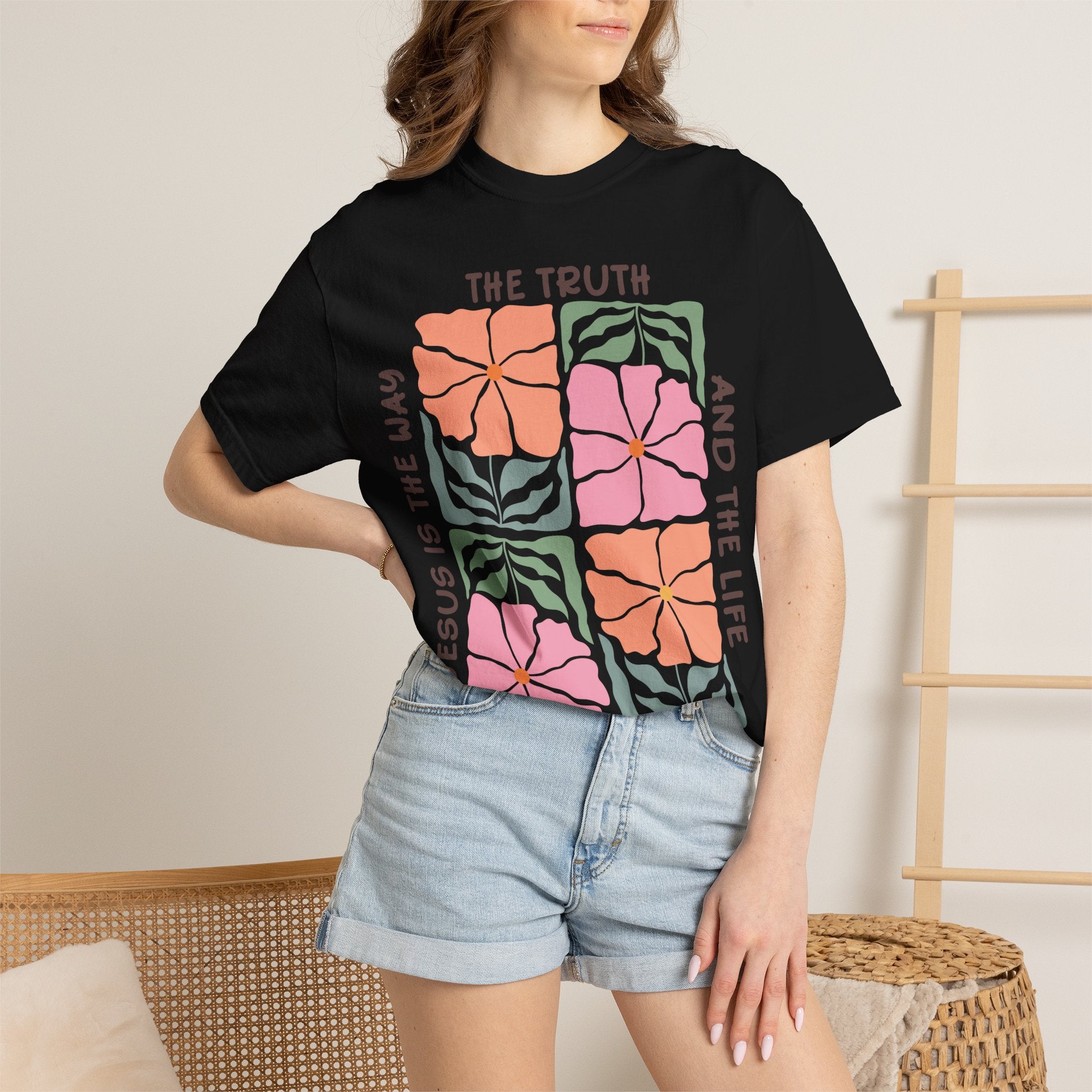 Christian Floral T-Shirt — "The Truth and the Life" John 14:6 Graphic Tee