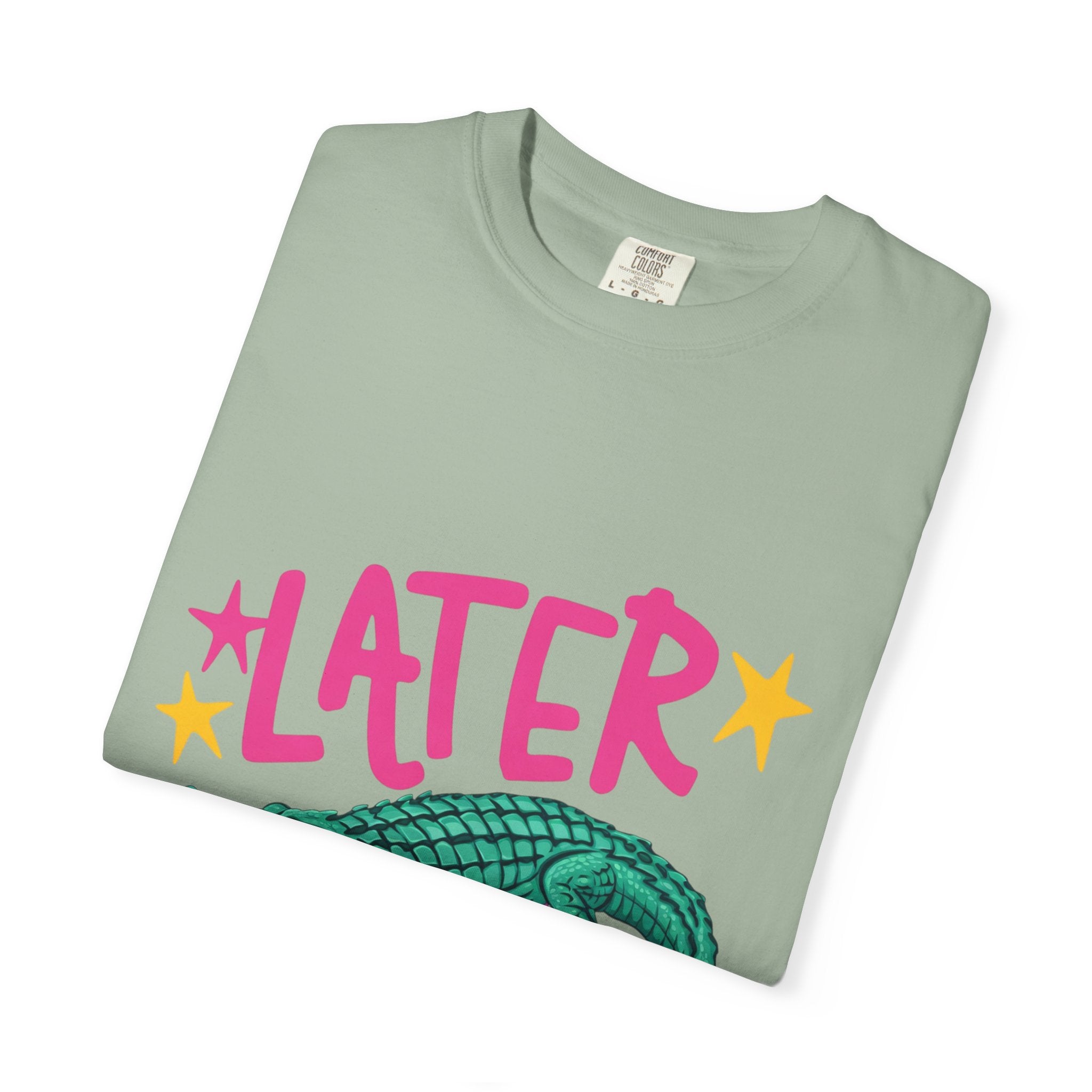 Later/After While Alligator T-Shirt — Retro Pink & Teal Graphic Tee