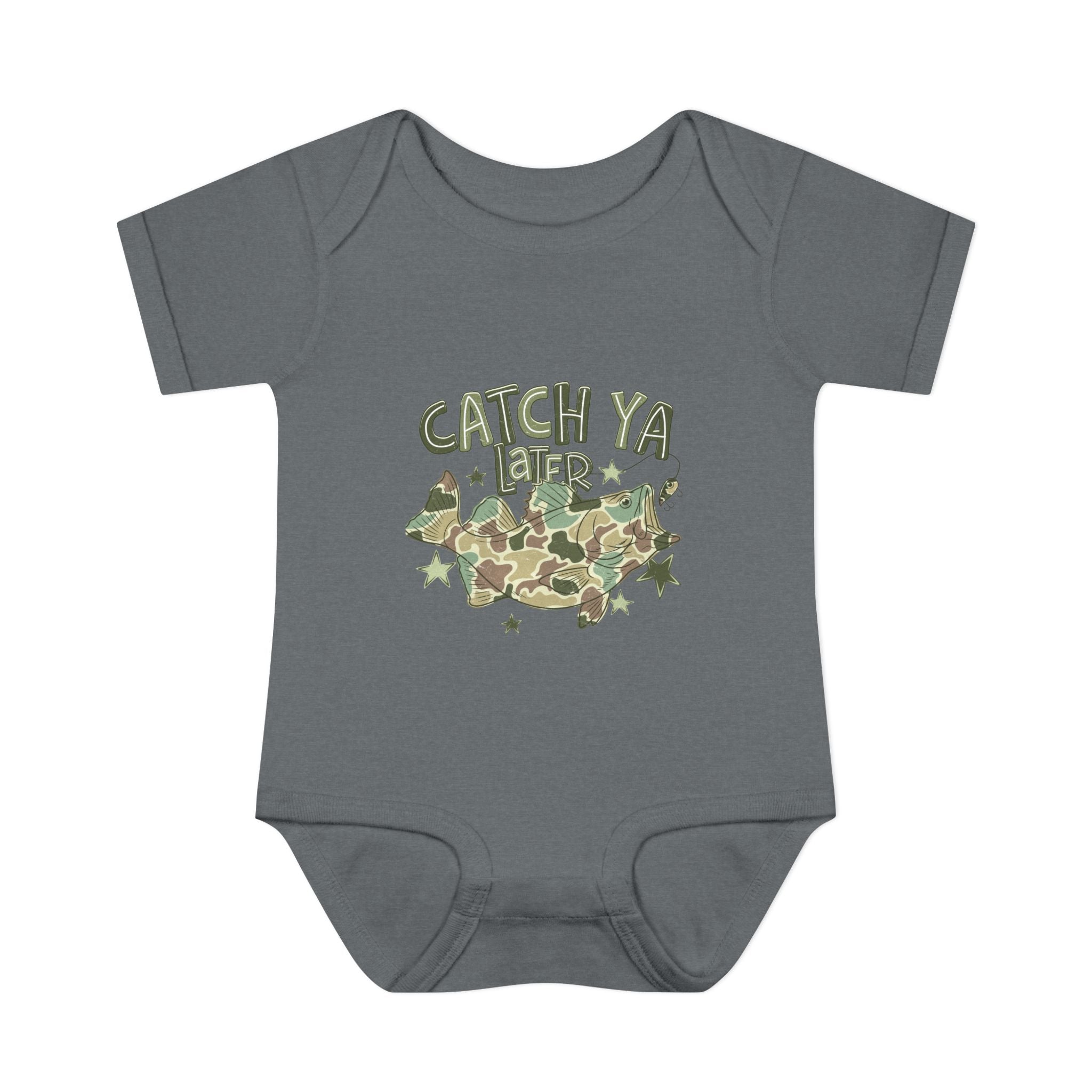 Infant Bodysuit - "Catch Ya Later" Camo Bat Graphic Baby Onesie