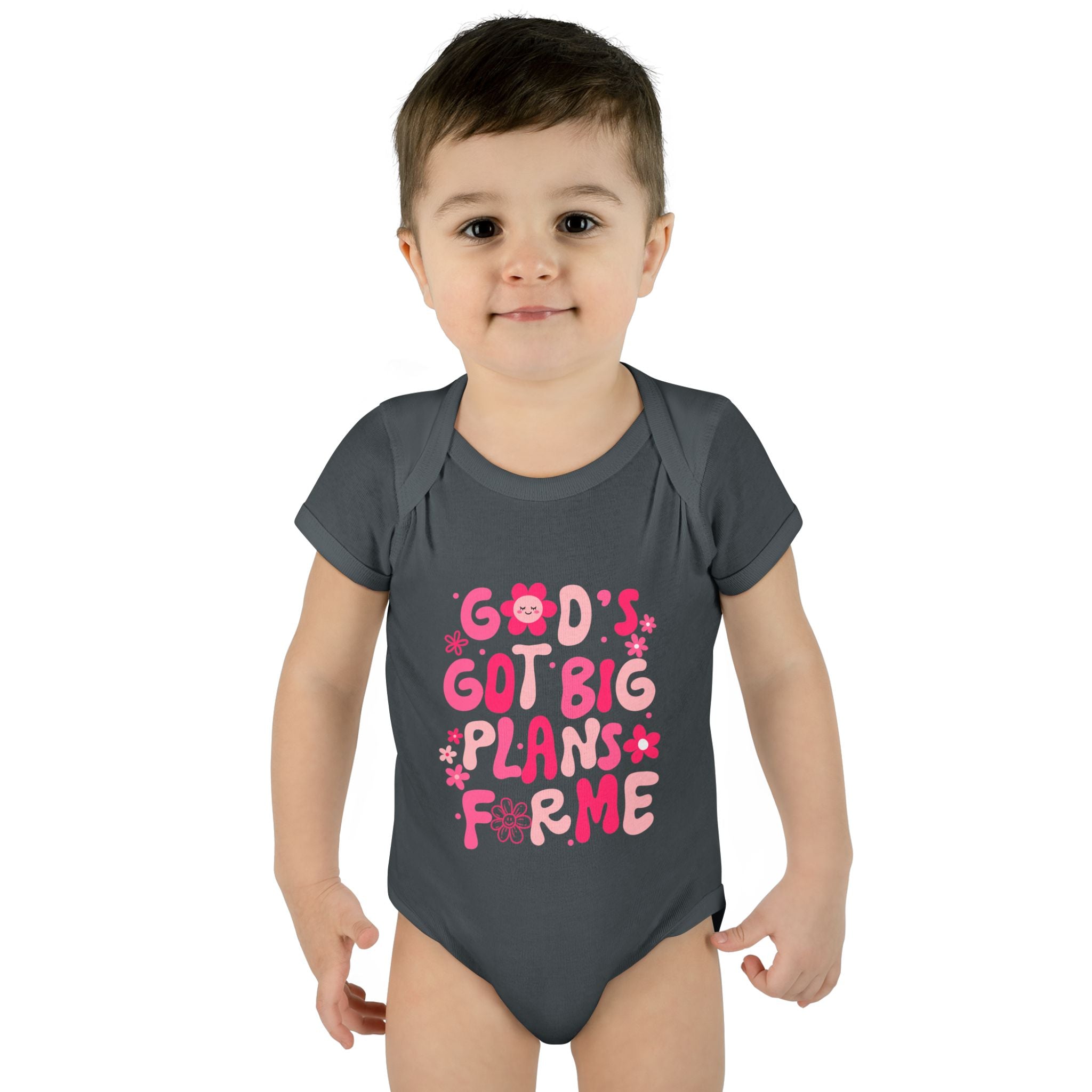Girls God’s Got Big Plans For Me Infant Bodysuit — Pink Floral Baby Onesie