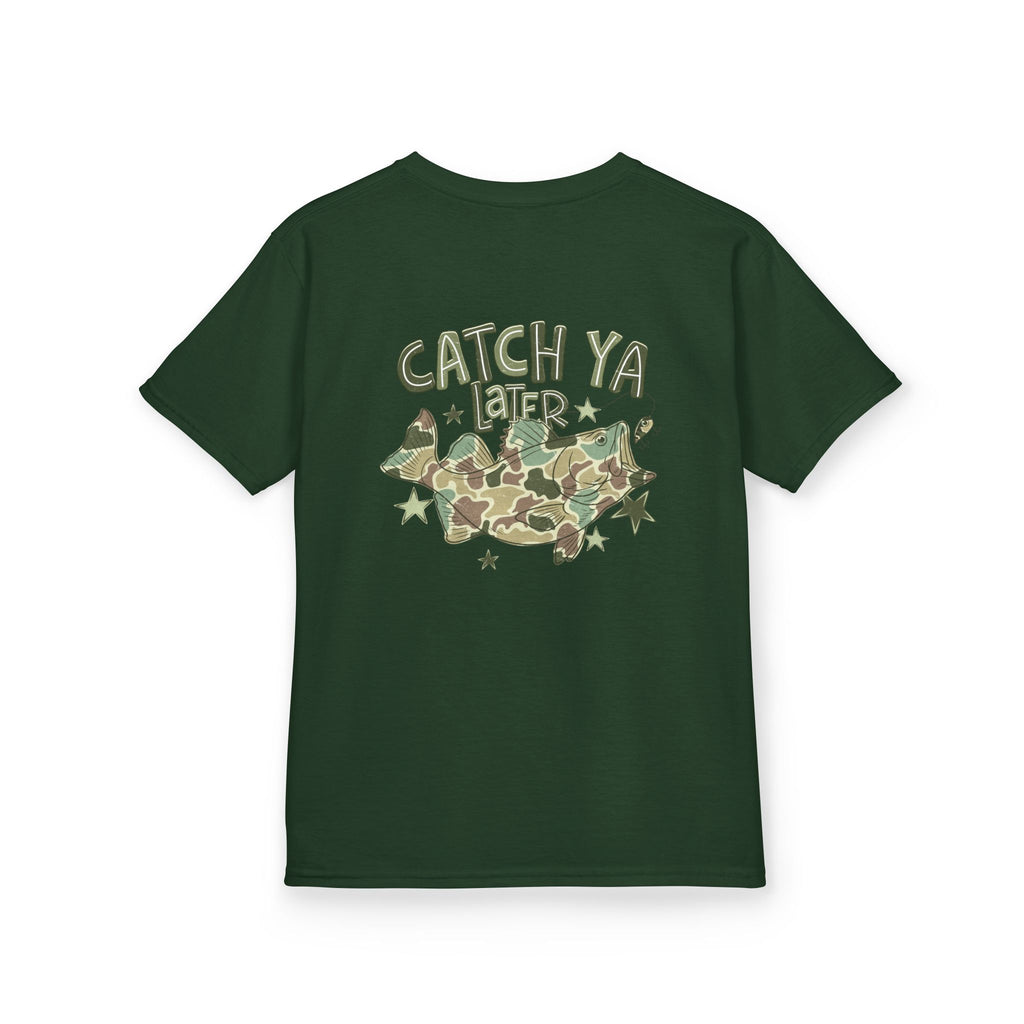 Kids Tee — "Catch Ya Later" Camo Shark Graphic