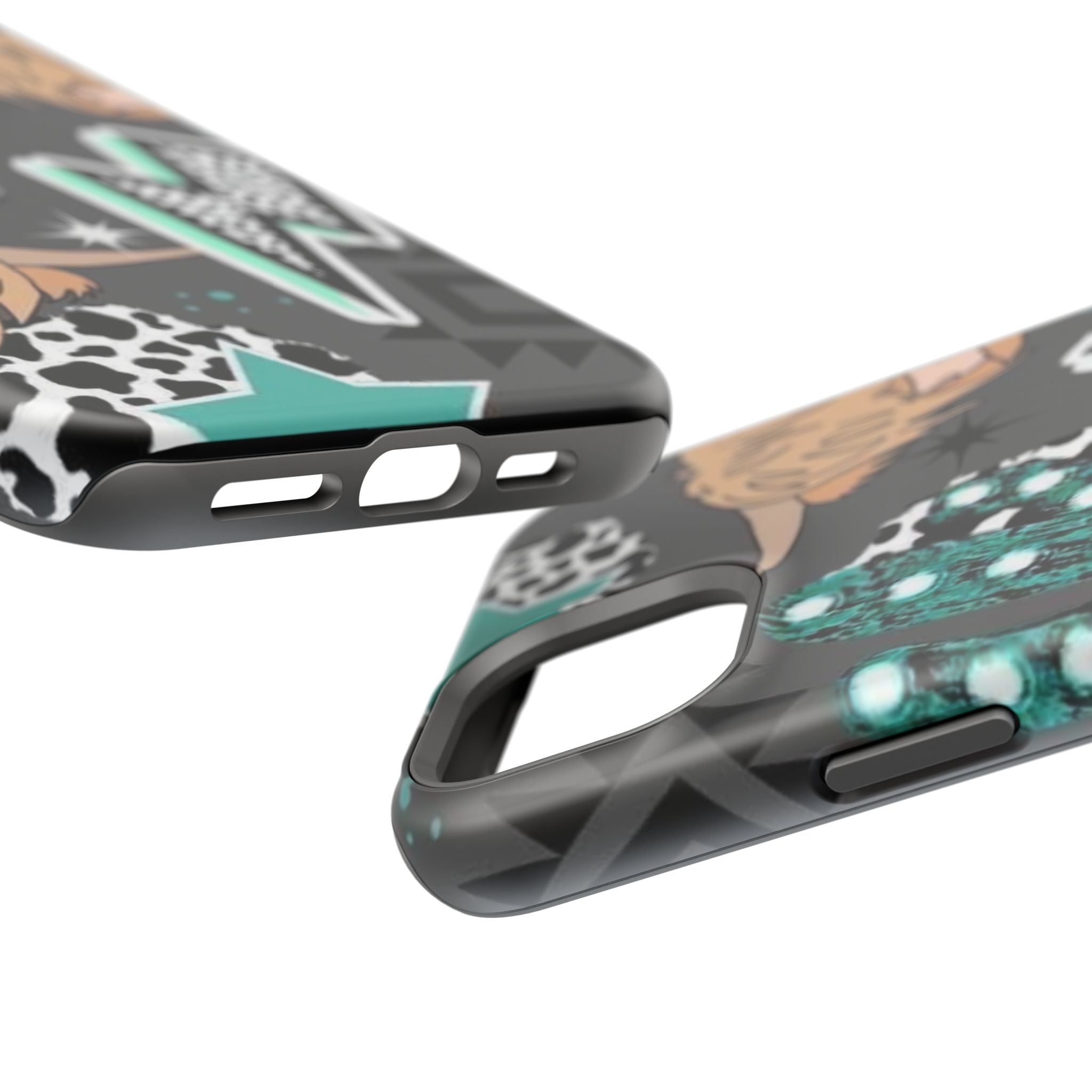 Teal Pop-Art Pattern Phone Case — Impact-Resistant iPhone Cover with Lightning & Leopard Graphics