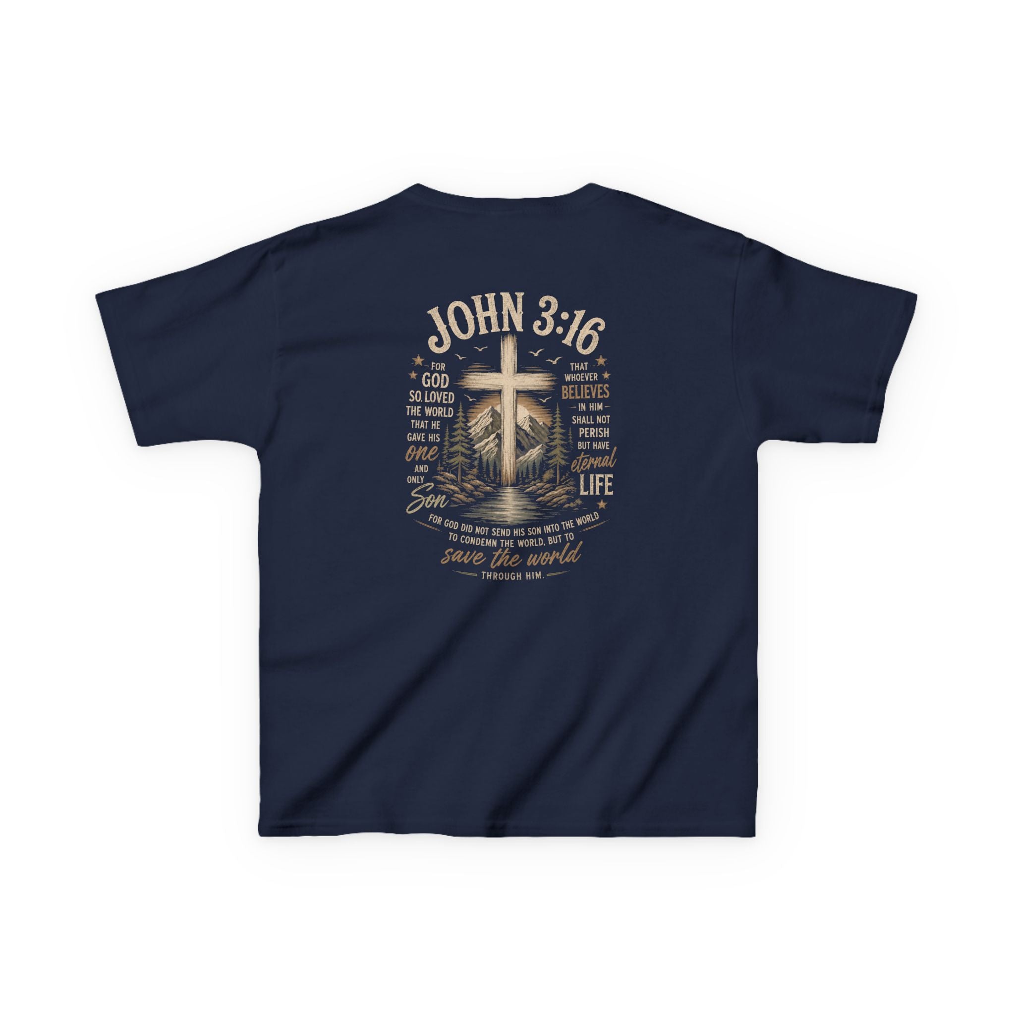 Kids T-Shirt — John 3:16 Cross Design Christian Youth Tee