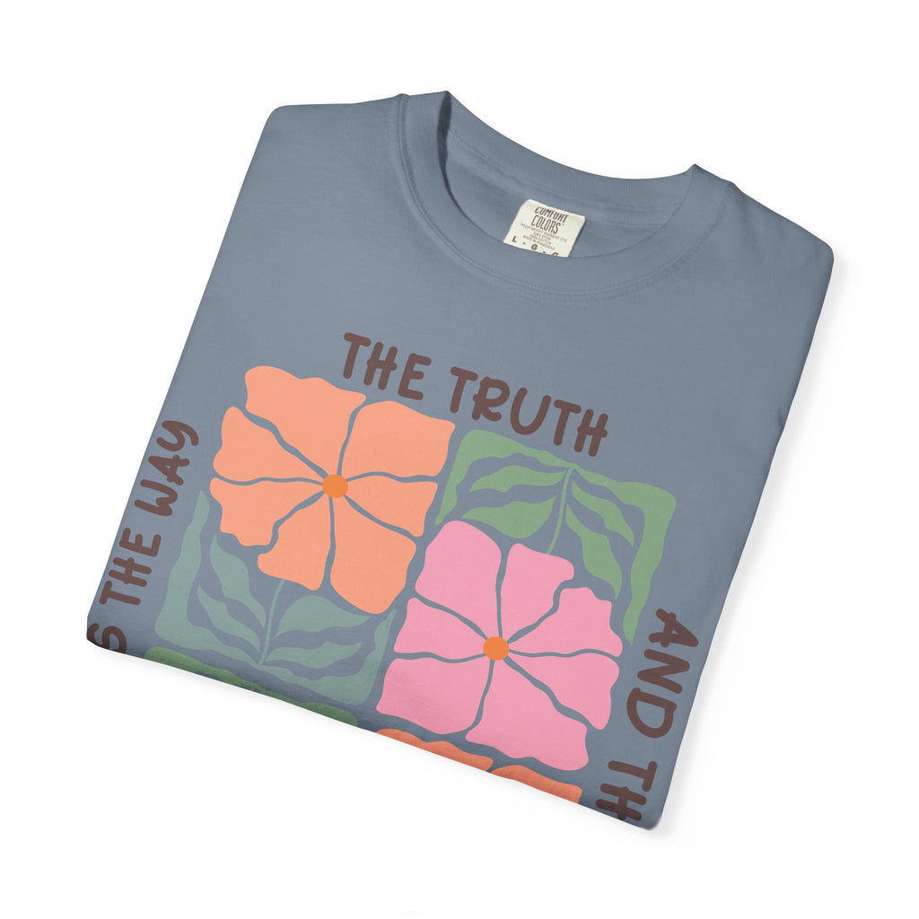 Christian Floral T-Shirt — "The Truth and the Life" John 14:6 Graphic Tee