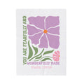 Velveteen Plush Blanket — "You Are Fearfully and Wonderfully Made" Floral Psalm 139:14 Christian Throw
