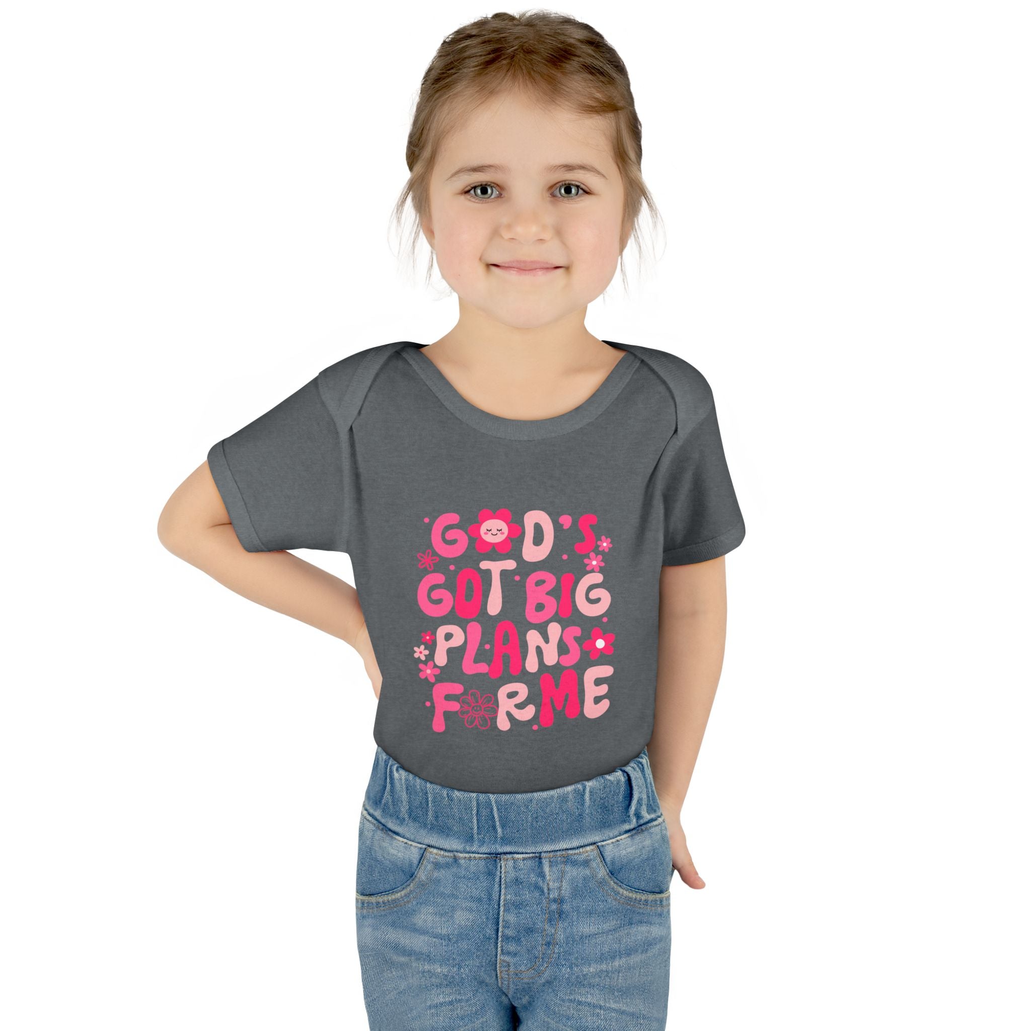 Girls God’s Got Big Plans For Me Infant Bodysuit — Pink Floral Baby Onesie