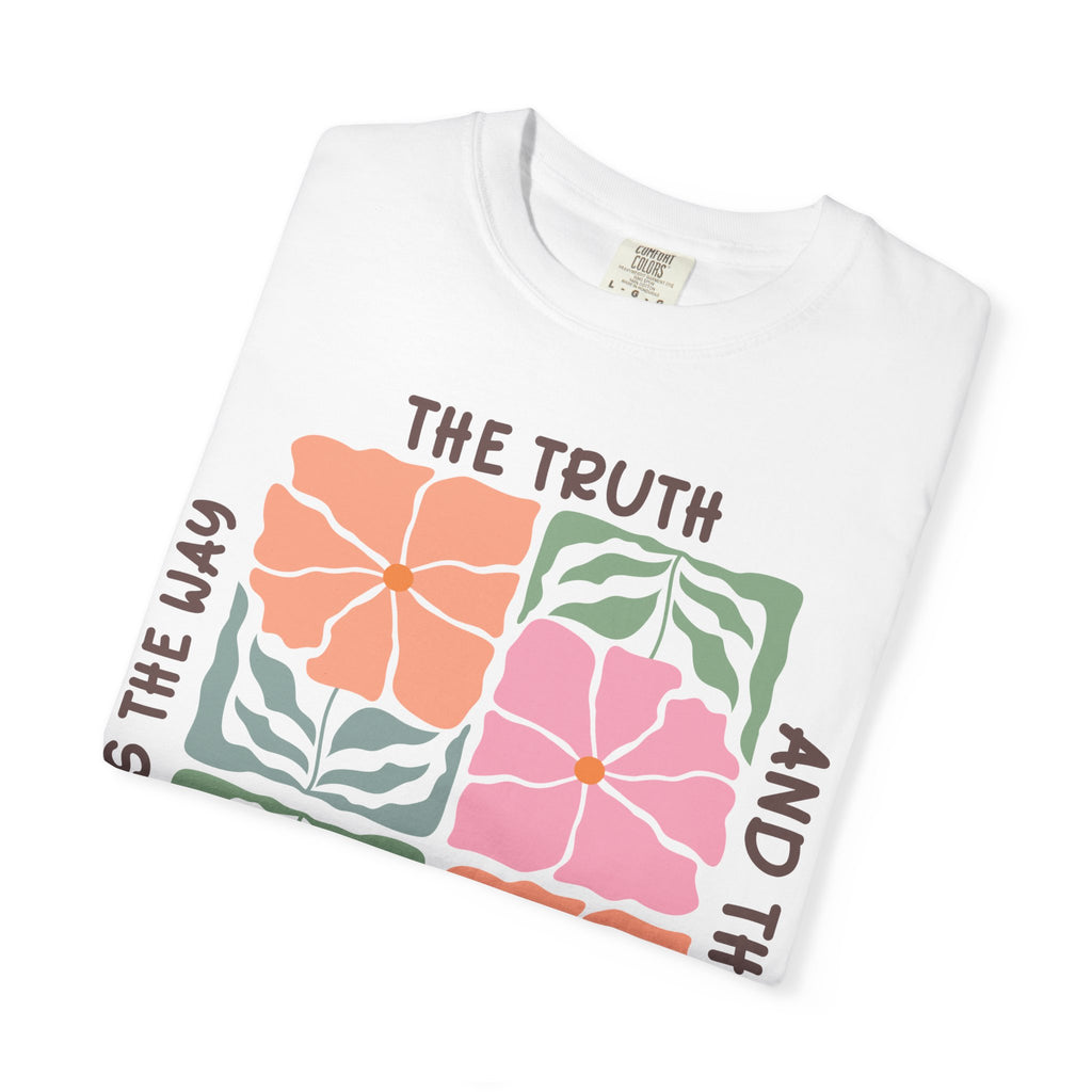 Christian Floral T-Shirt — "The Truth and the Life" John 14:6 Graphic Tee
