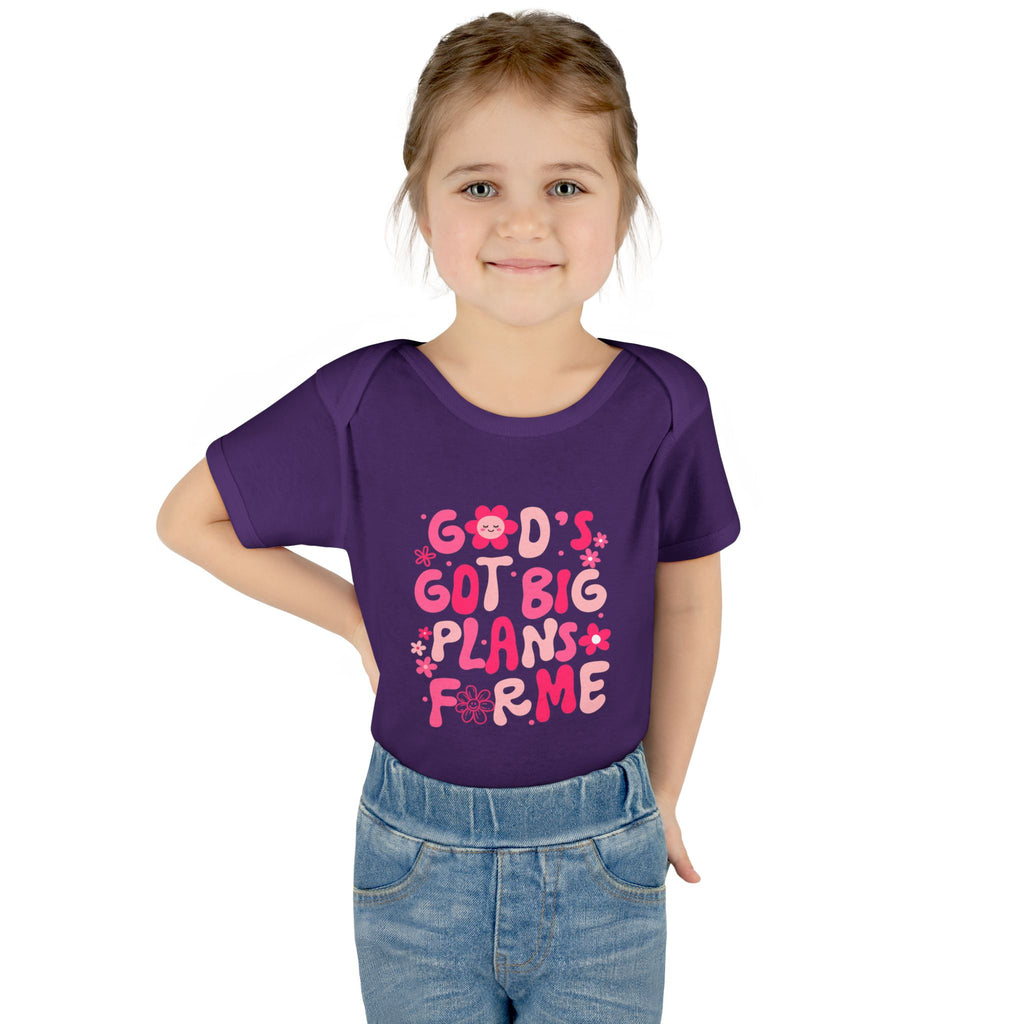 Girls God’s Got Big Plans For Me Infant Bodysuit — Pink Floral Baby Onesie