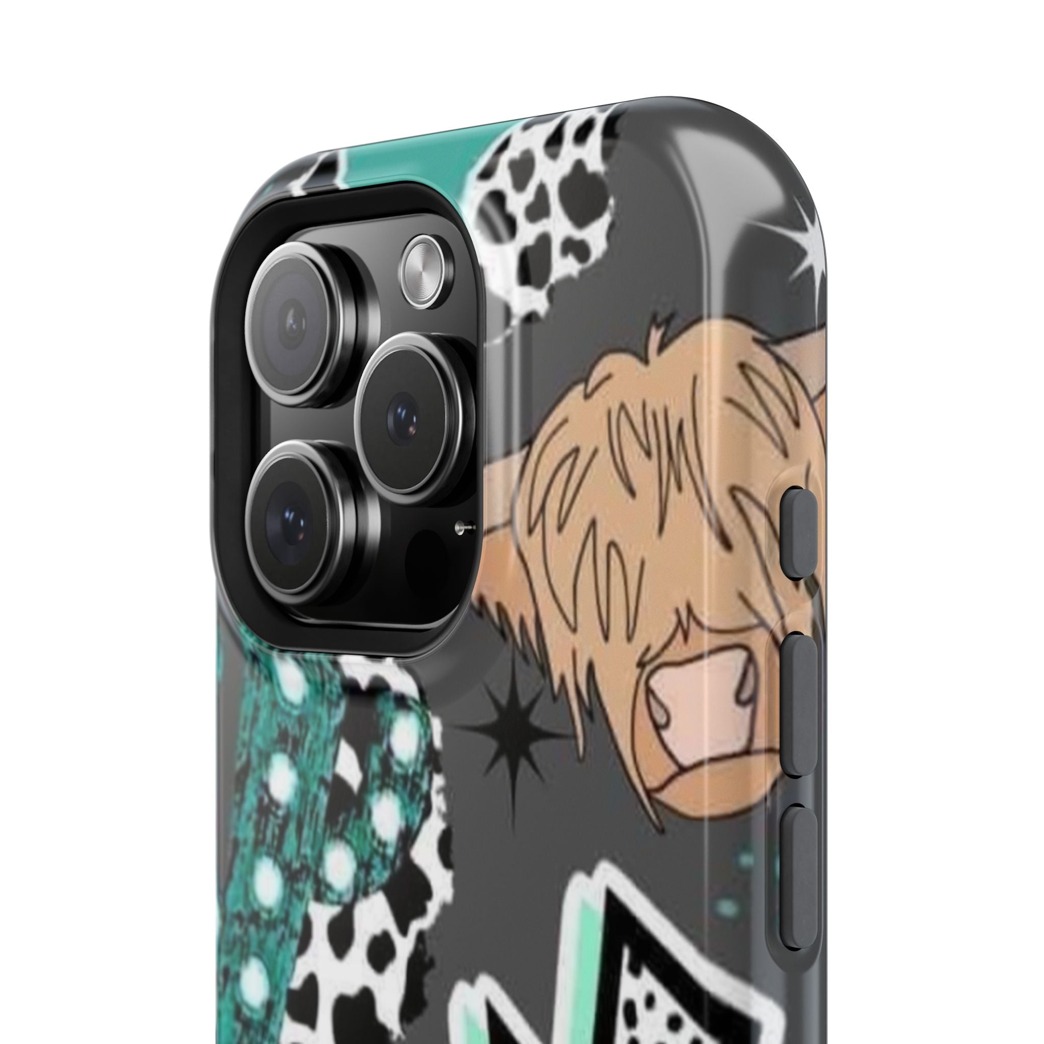 Teal Pop-Art Pattern Phone Case — Impact-Resistant iPhone Cover with Lightning & Leopard Graphics