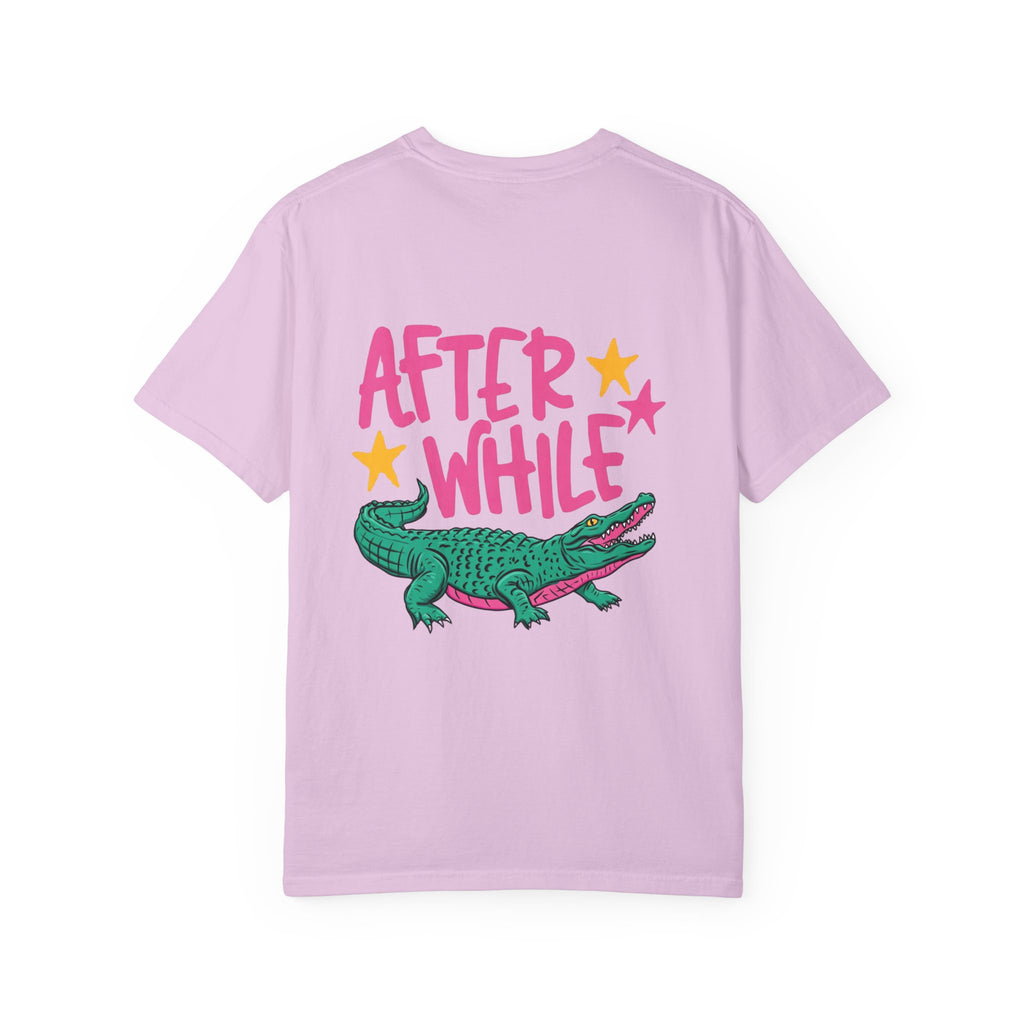 Later/After While Alligator T-Shirt — Retro Pink & Teal Graphic Tee