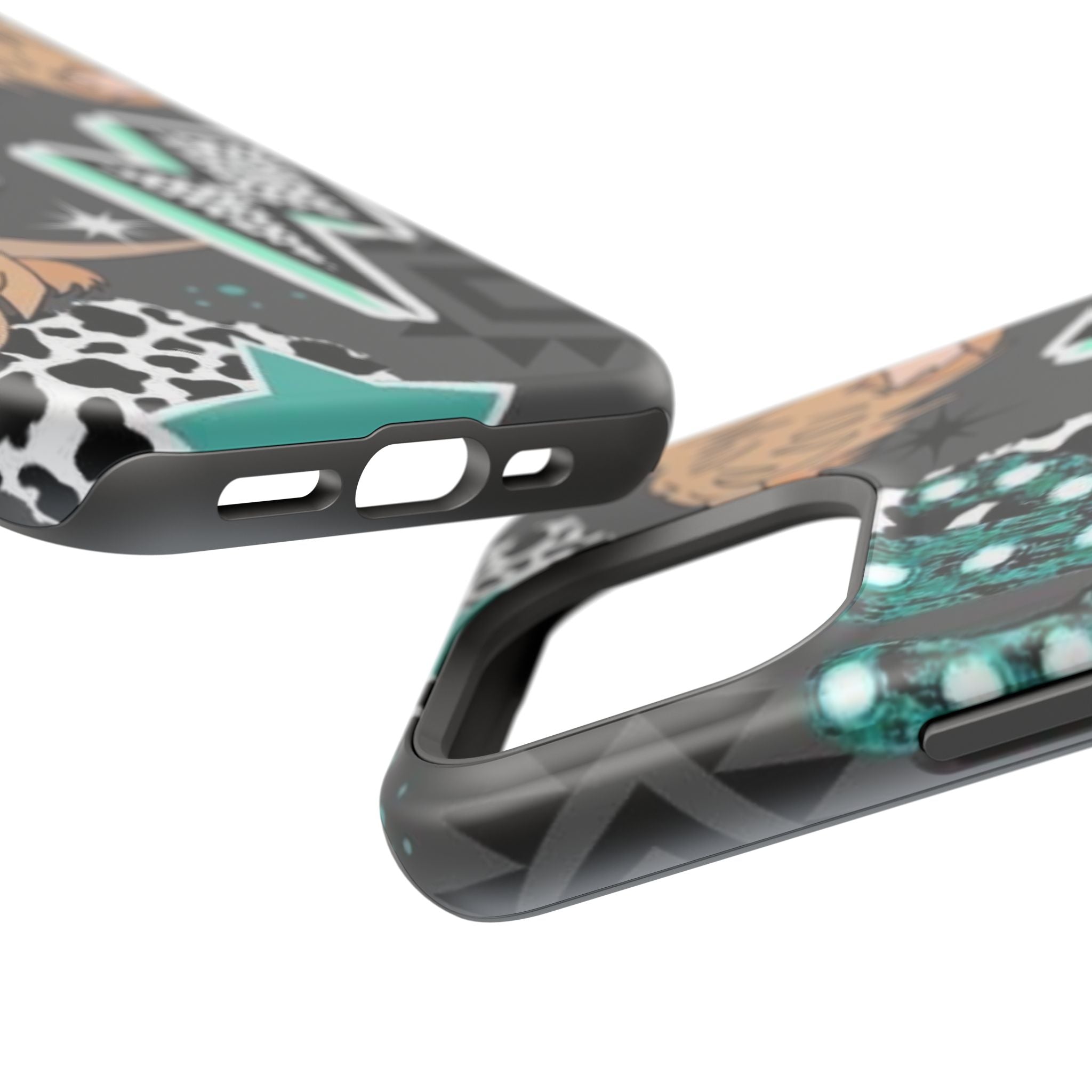 Teal Pop-Art Pattern Phone Case — Impact-Resistant iPhone Cover with Lightning & Leopard Graphics