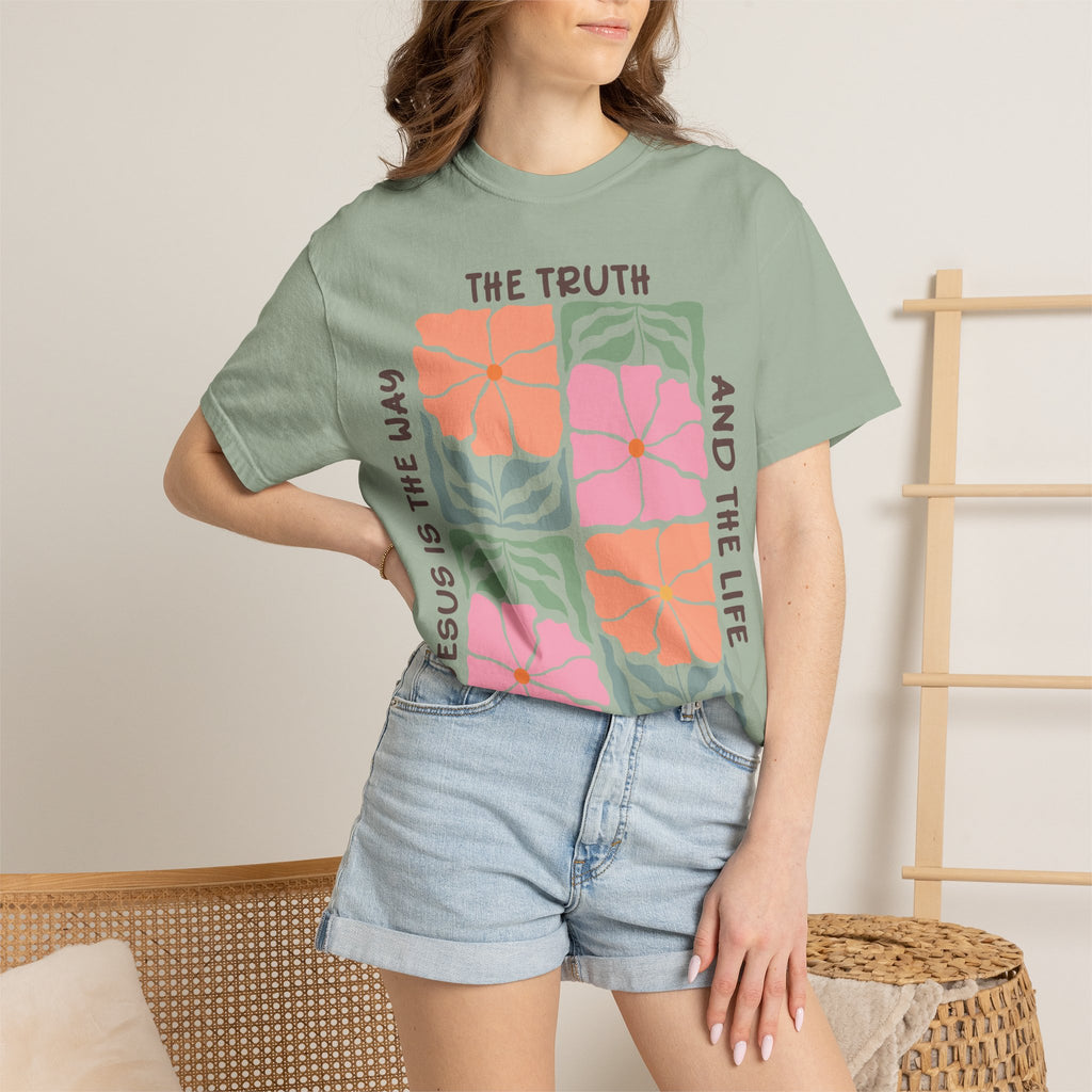 Christian Floral T-Shirt — "The Truth and the Life" John 14:6 Graphic Tee