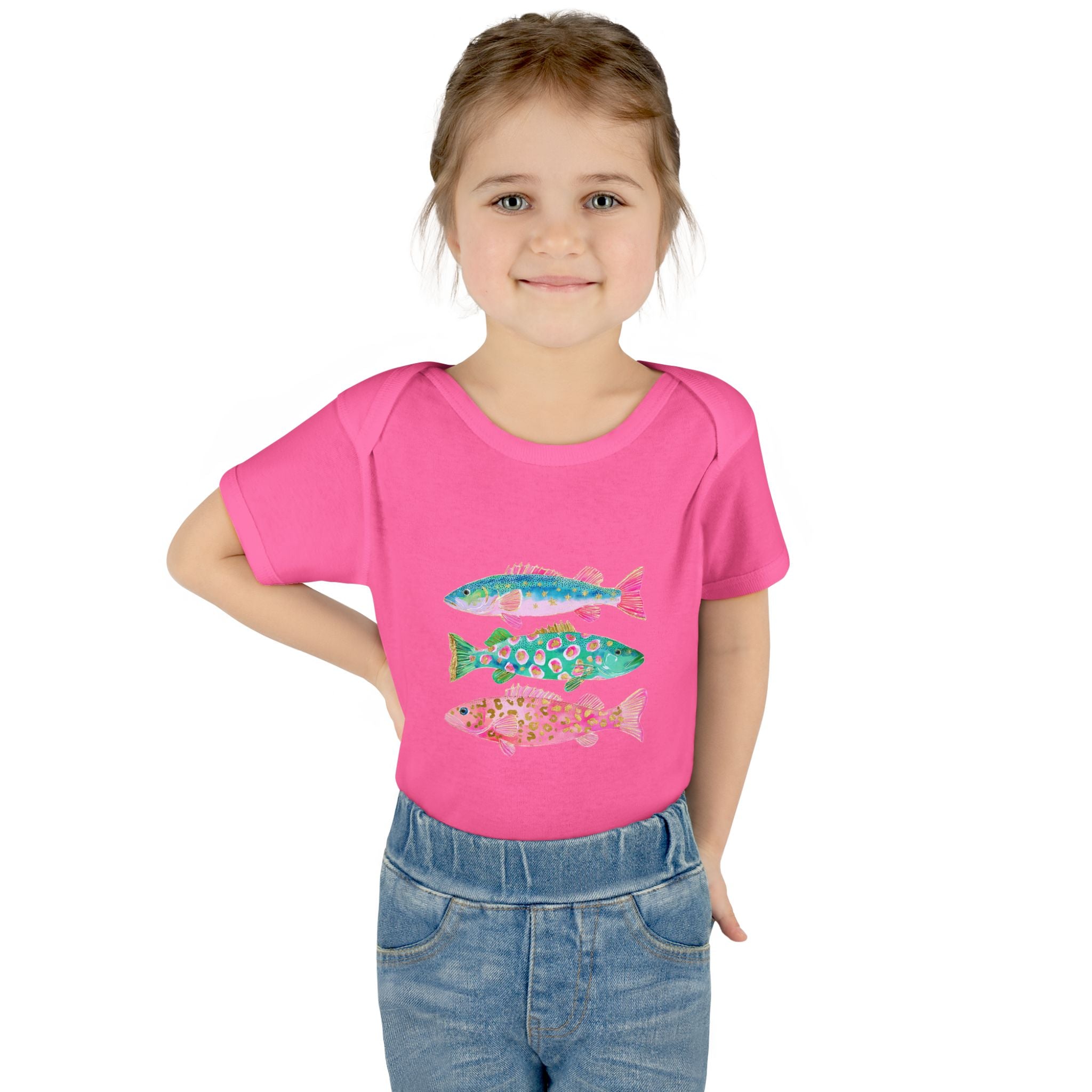 Baby Bodysuit — Colorful Watercolor Fish Onesie for Infants