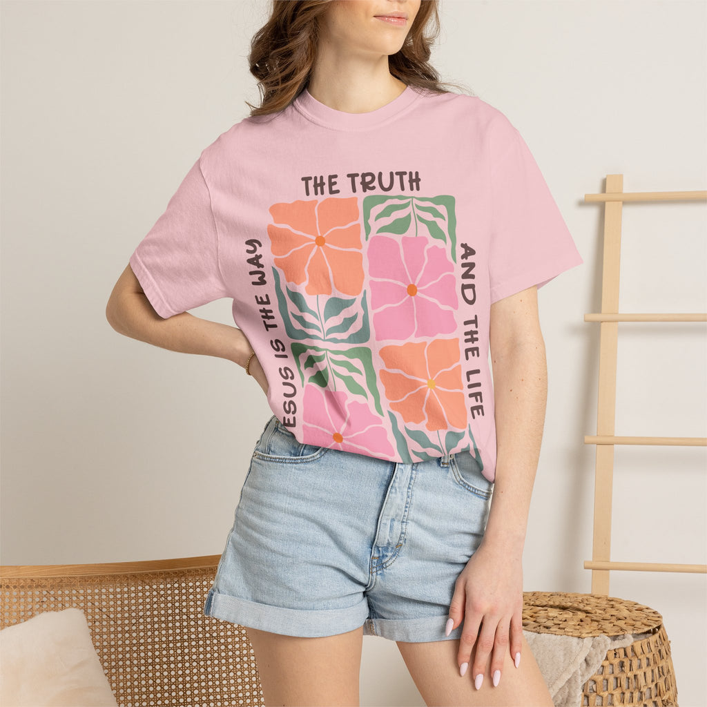 Christian Floral T-Shirt — "The Truth and the Life" John 14:6 Graphic Tee