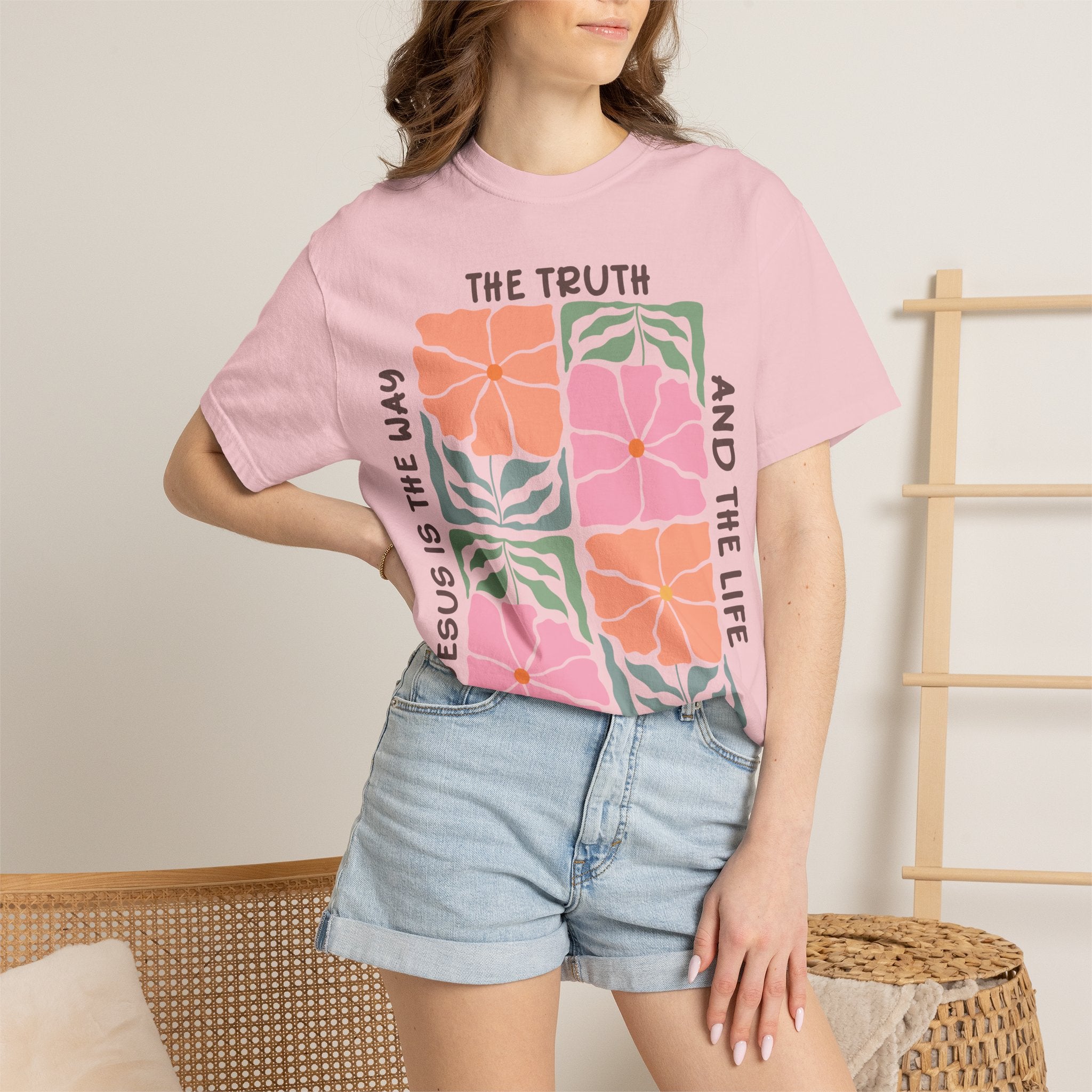 Christian Floral T-Shirt — "The Truth and the Life" John 14:6 Graphic Tee