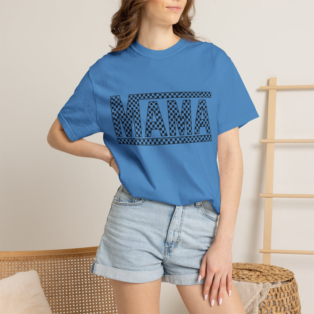 Checkered MAMA Logo T-shirt | Mama Typography Tee