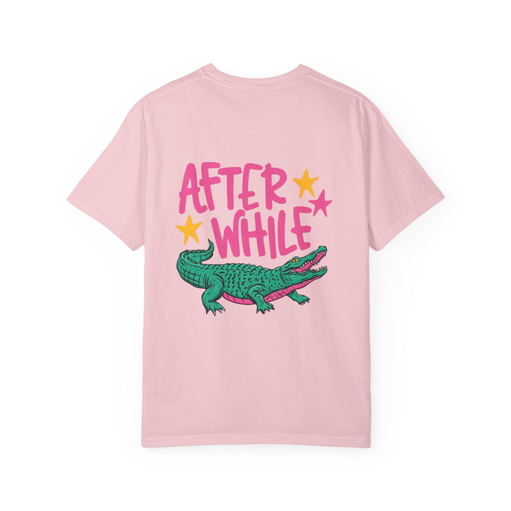 Later/After While Alligator T-Shirt — Retro Pink & Teal Graphic Tee