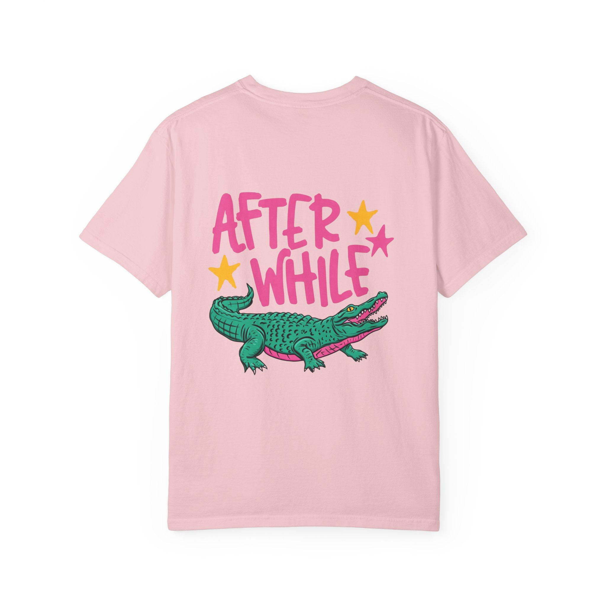 Later/After While Alligator T-Shirt — Retro Pink & Teal Graphic Tee