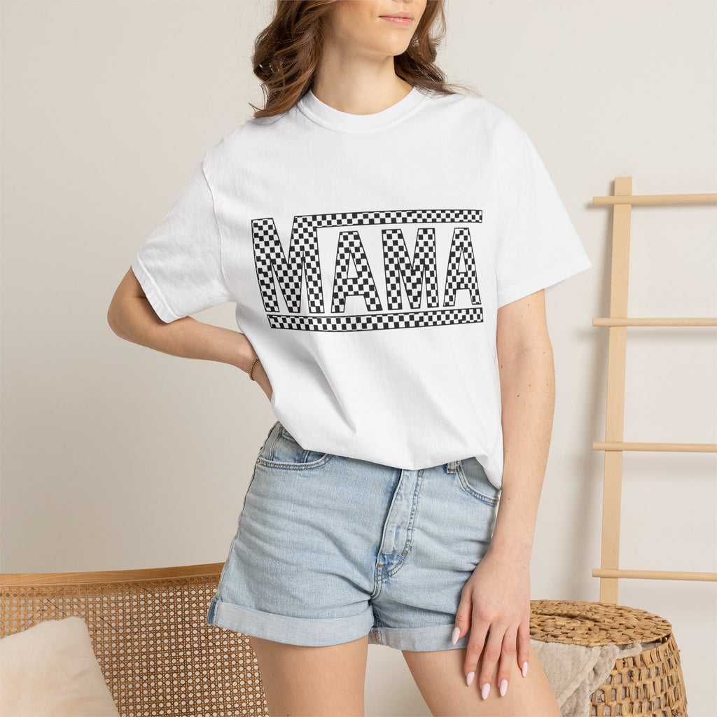 Checkered MAMA Logo T-shirt | Mama Typography Tee