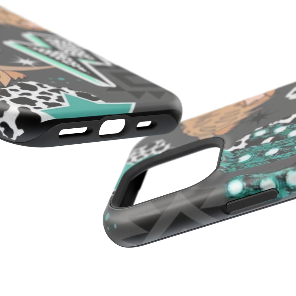 Teal Pop-Art Pattern Phone Case — Impact-Resistant iPhone Cover with Lightning & Leopard Graphics