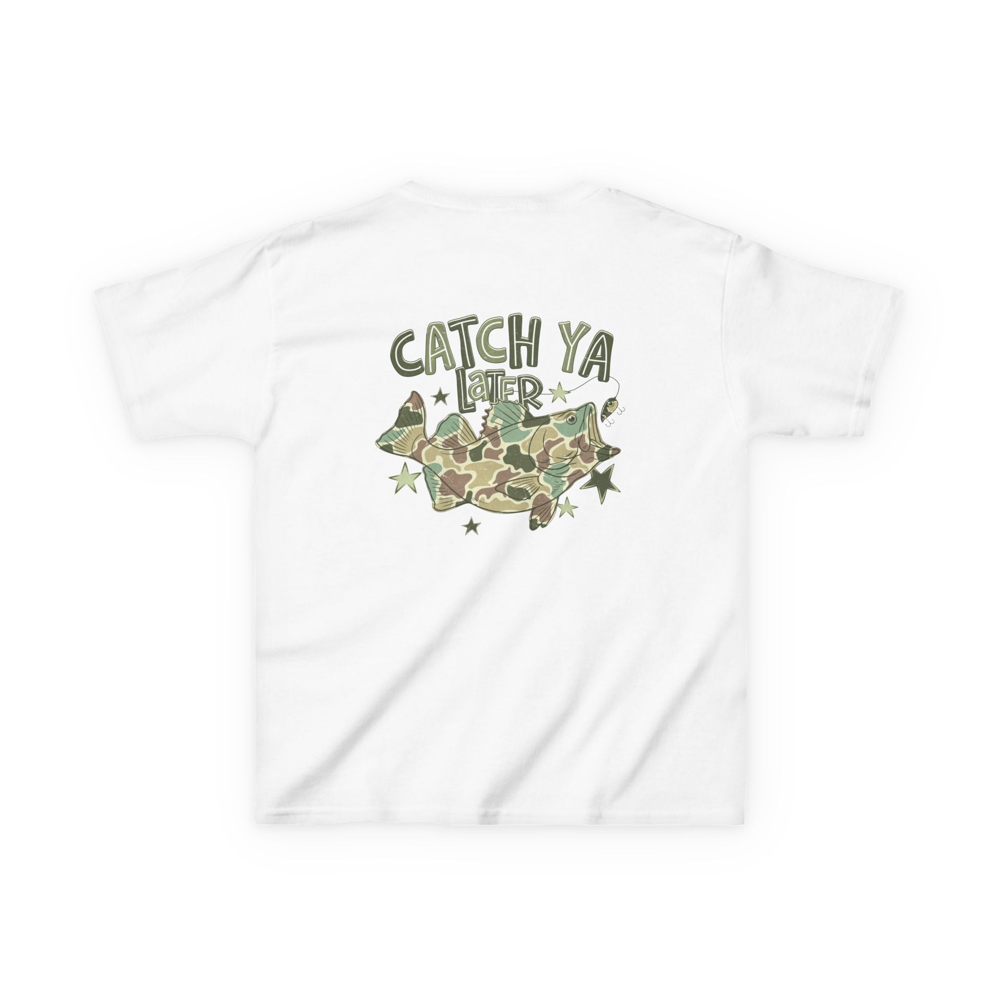 Kids Tee — "Catch Ya Later" Camo Shark Graphic