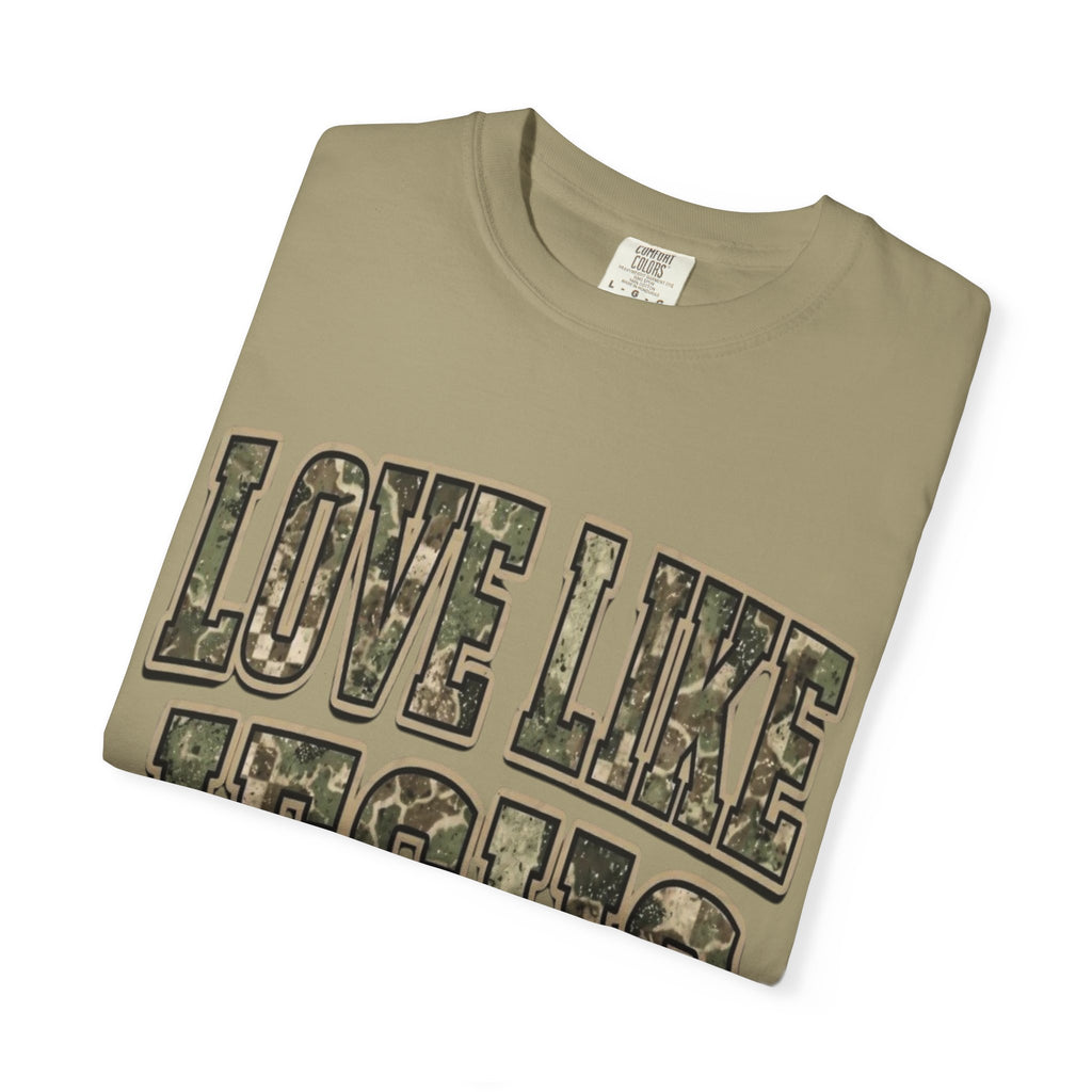 Love Like Jesus camo text T-shirt | Christian faith shirt