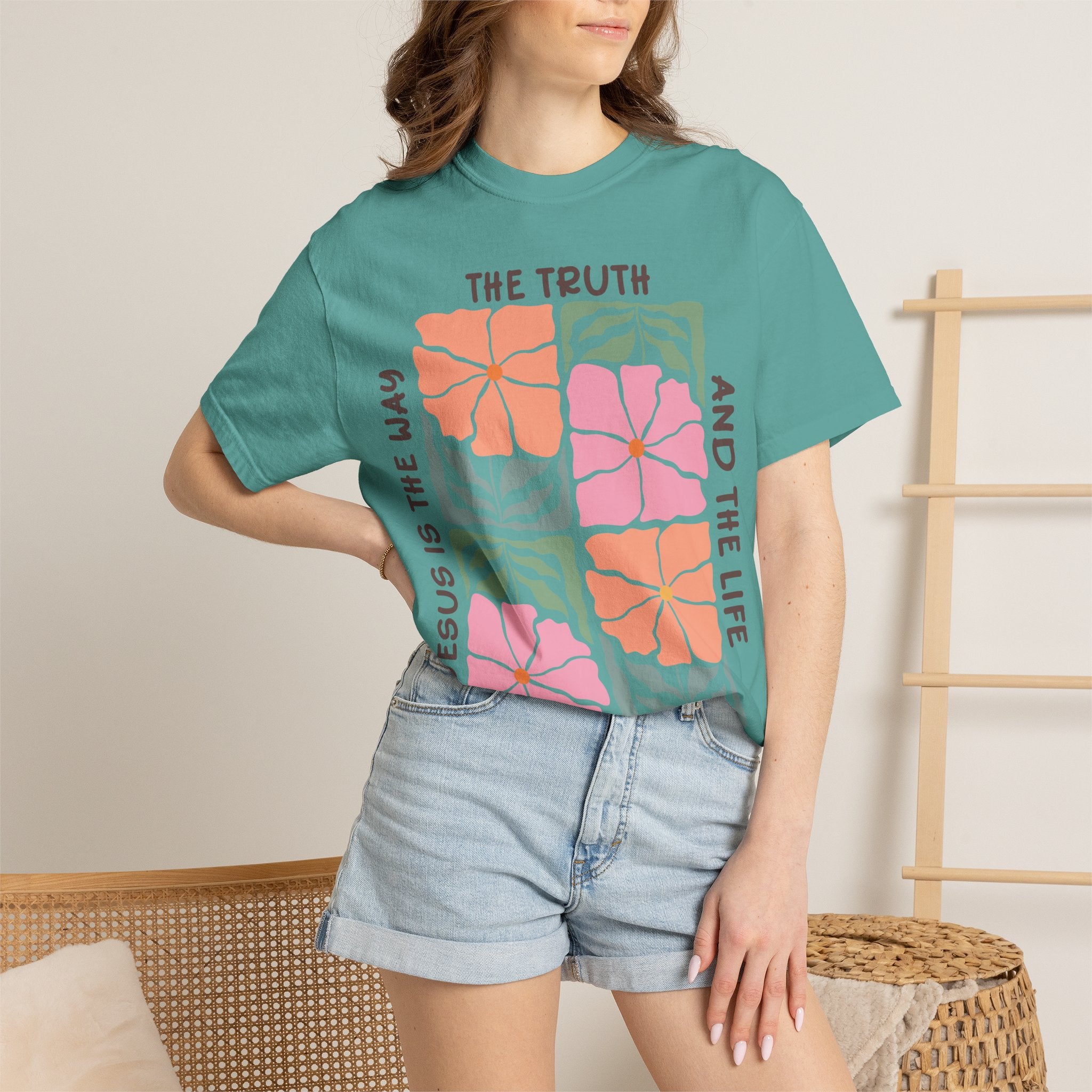 Christian Floral T-Shirt — "The Truth and the Life" John 14:6 Graphic Tee