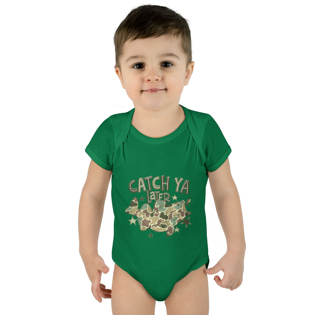 Infant Bodysuit - "Catch Ya Later" Camo Bat Graphic Baby Onesie