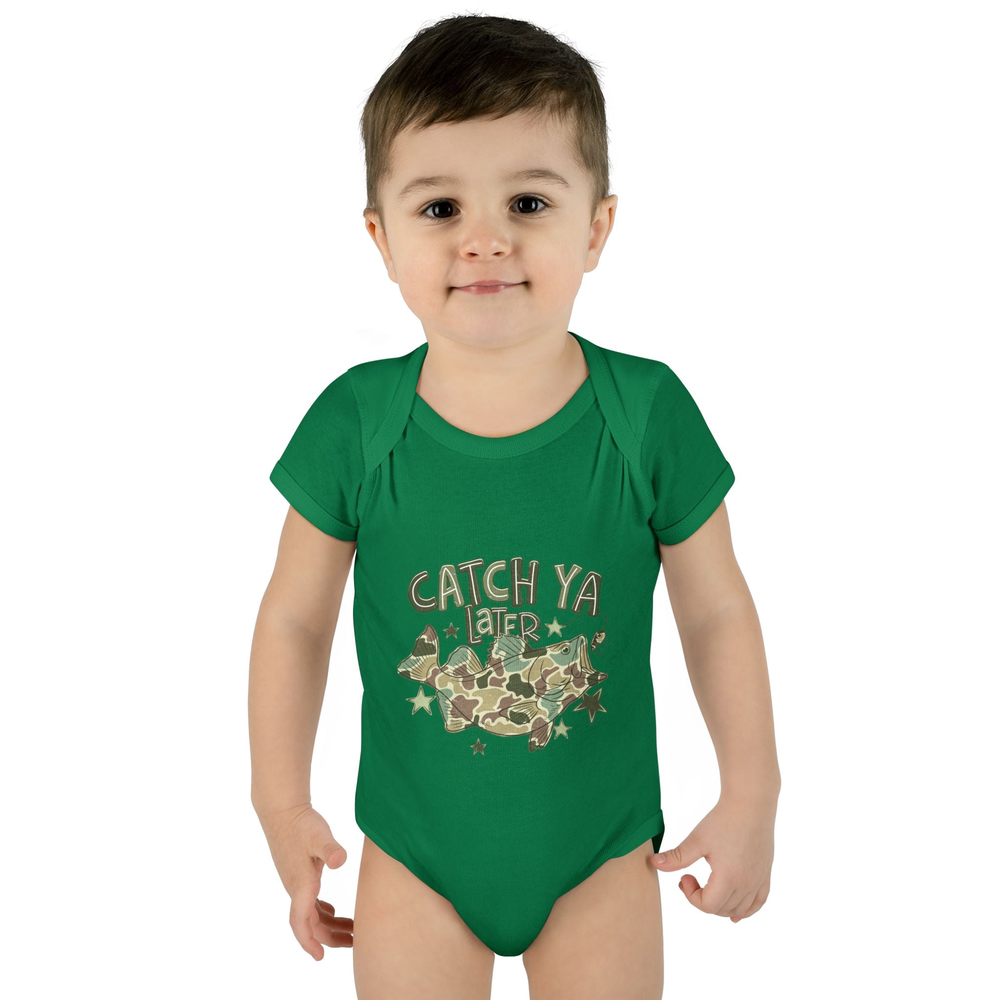 Infant Bodysuit - "Catch Ya Later" Camo Bat Graphic Baby Onesie