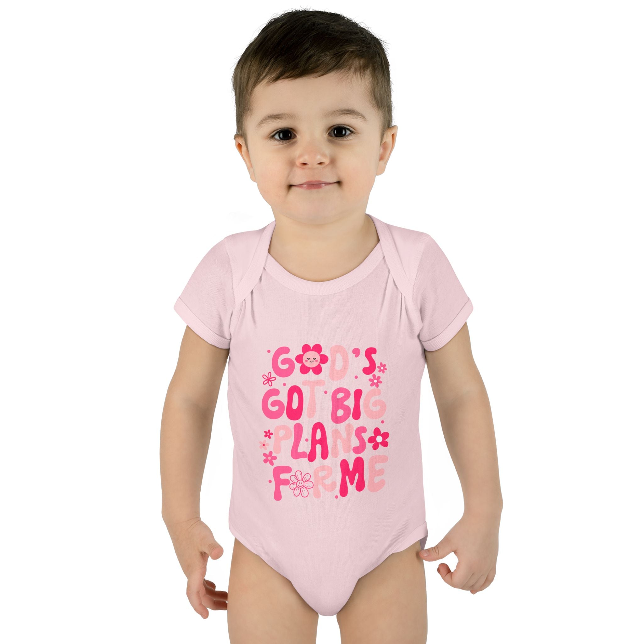 Girls God’s Got Big Plans For Me Infant Bodysuit — Pink Floral Baby Onesie