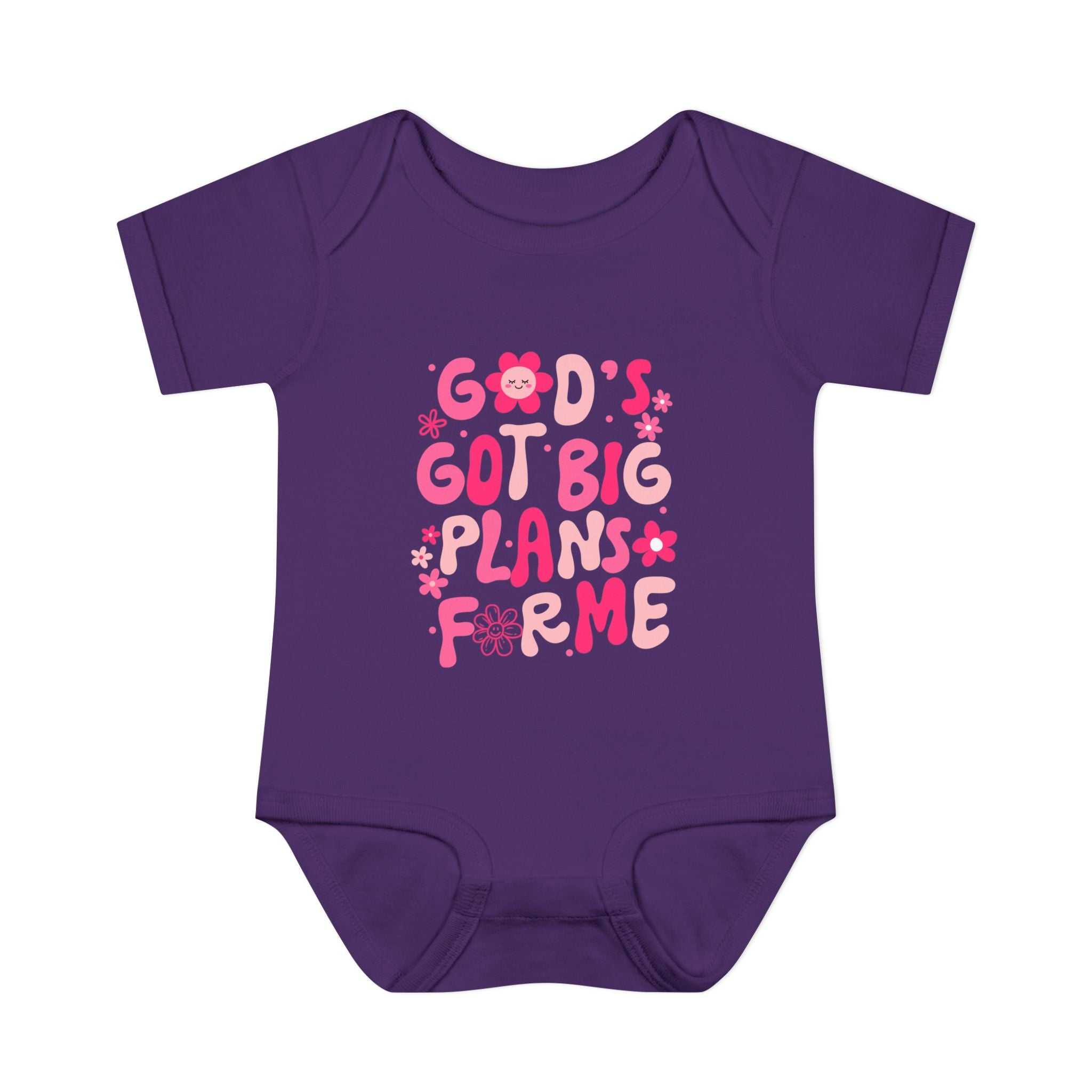 Girls God’s Got Big Plans For Me Infant Bodysuit — Pink Floral Baby Onesie