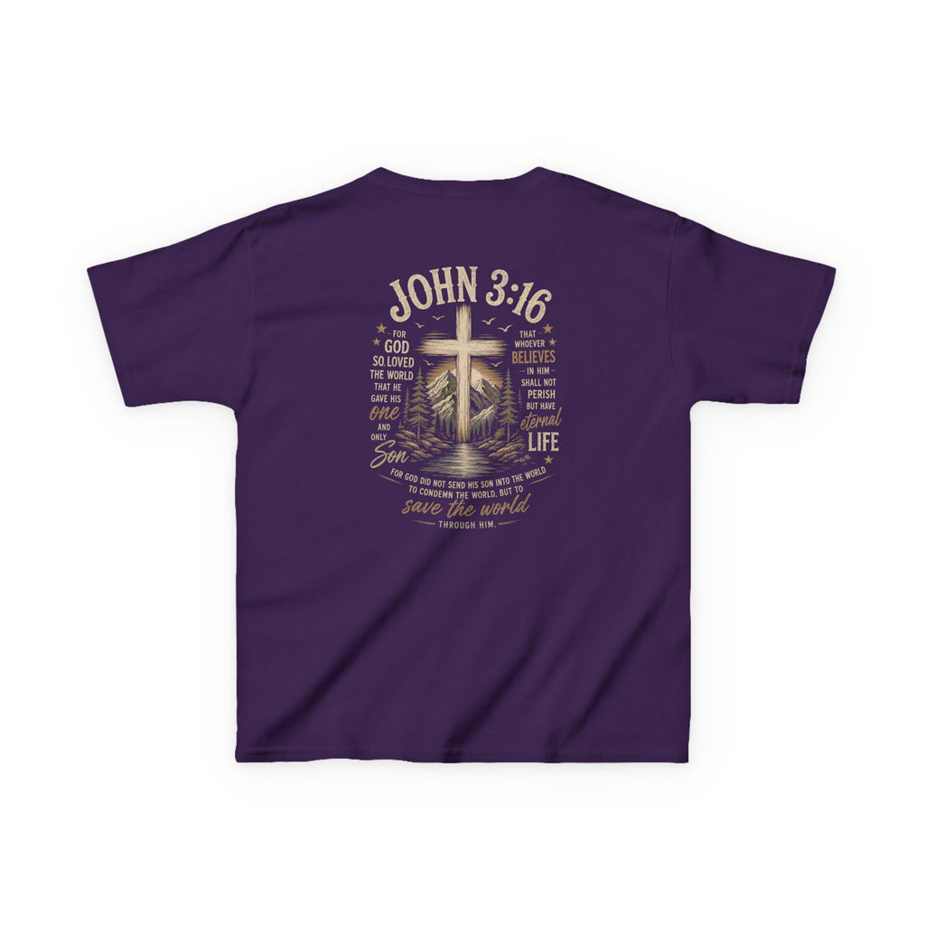 Kids T-Shirt — John 3:16 Cross Design Christian Youth Tee