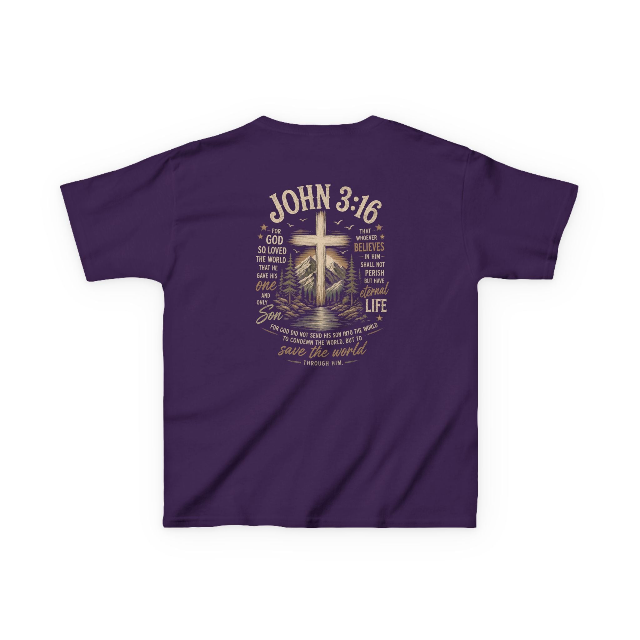 Kids T-Shirt — John 3:16 Cross Design Christian Youth Tee