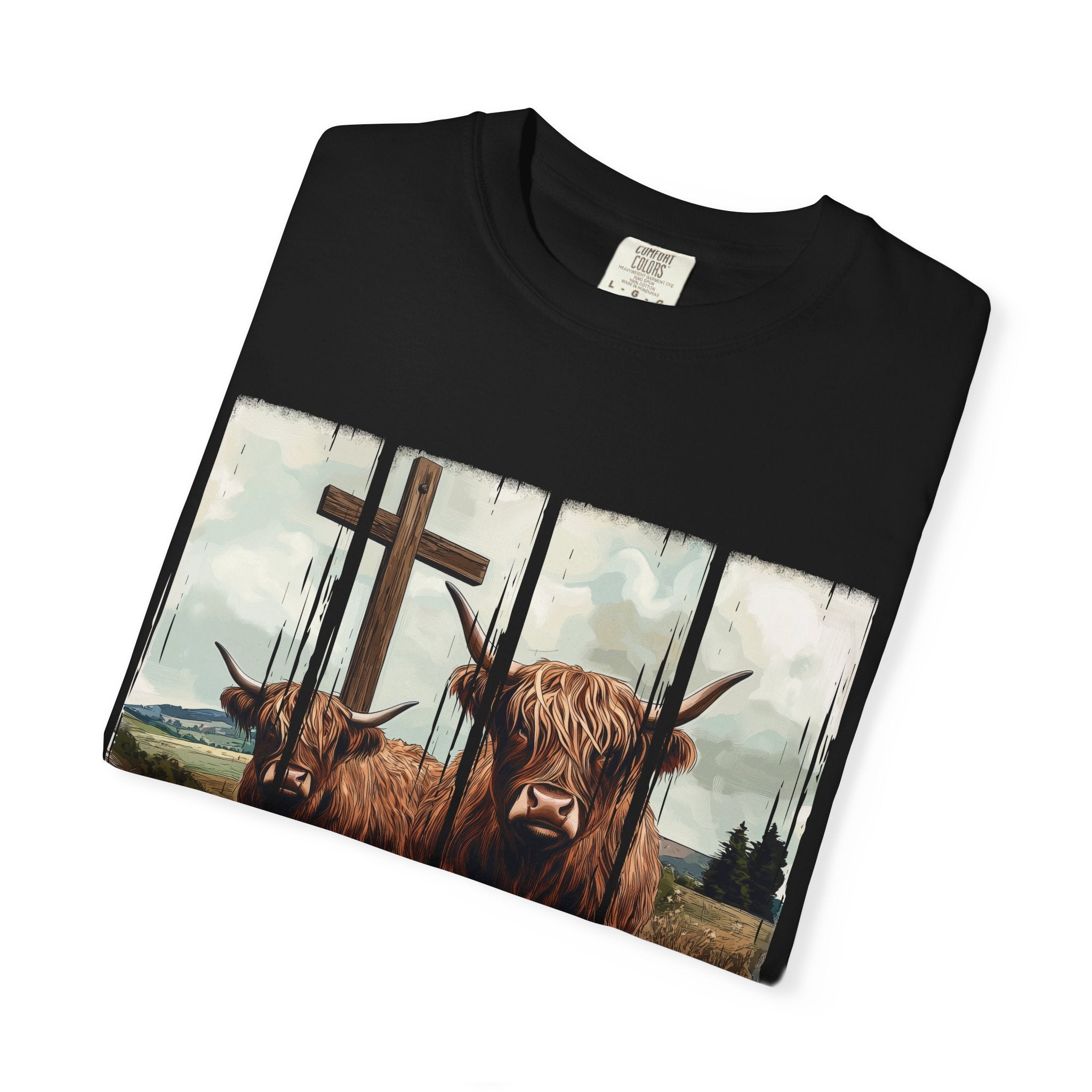 Christian Highland Cow T-Shirt — "Follow the Word, Not the Herd" Faith Tee