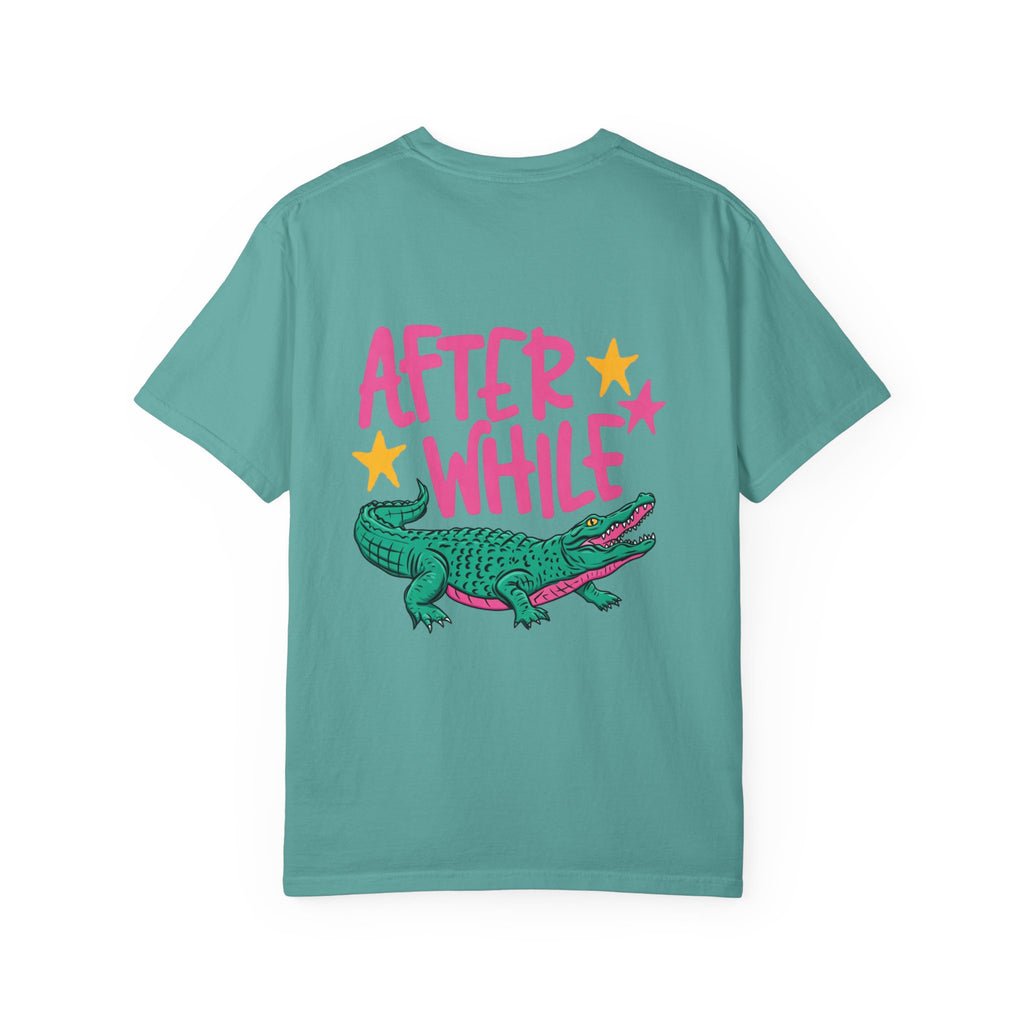 Later/After While Alligator T-Shirt — Retro Pink & Teal Graphic Tee
