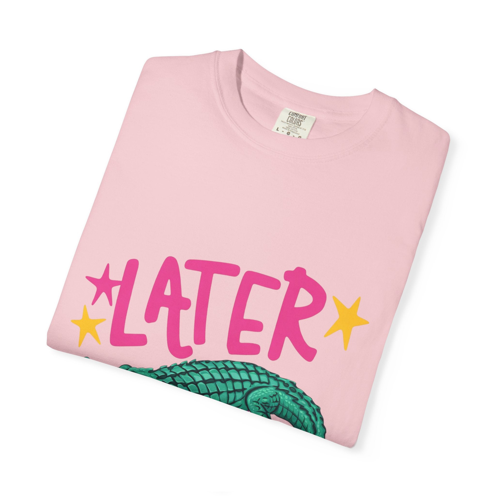Later/After While Alligator T-Shirt — Retro Pink & Teal Graphic Tee